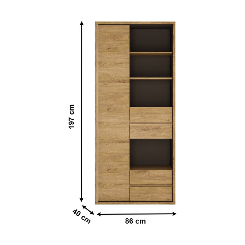 Dulap SHELDON TIP 12, stejar, DTD laminat, cu o usa si 4 sertare, 86x40x197 cm