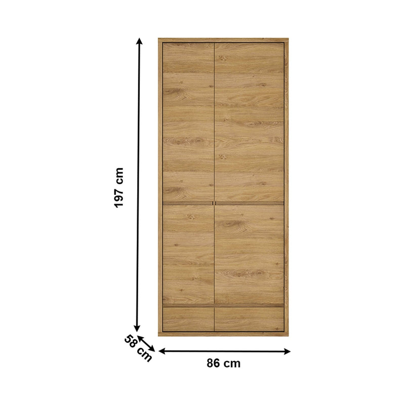 Dulap SHELDON TIP 20, stejar, PAL laminat, cu 2 usi si 2 sertare, 86x58x197 cm