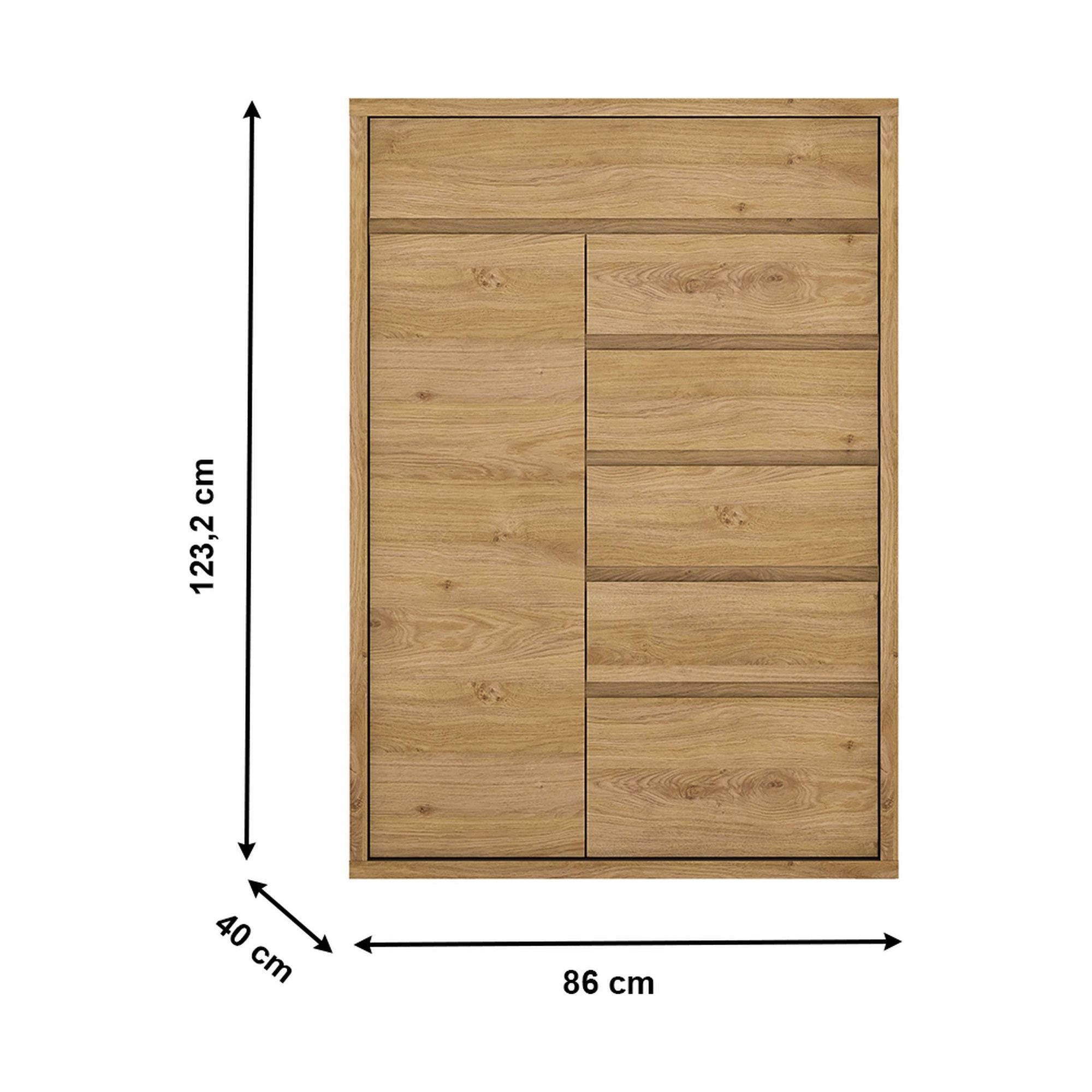 Comoda SHELDON TIP 32, stejar, PAL laminat, 86x40x123 cm