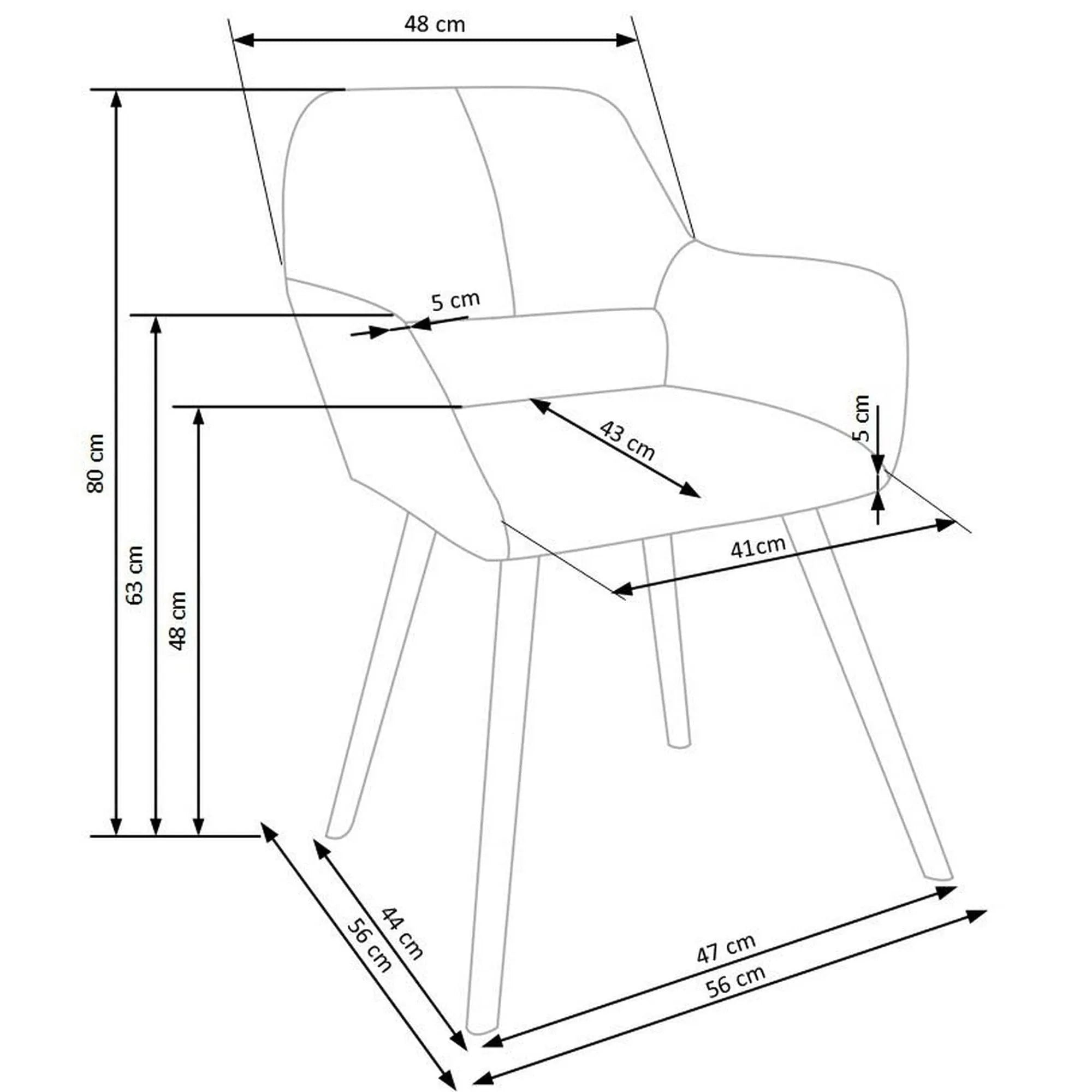 Scaun K283, gri/stejar, stofa clasica/lemn, 56x56x80 cm