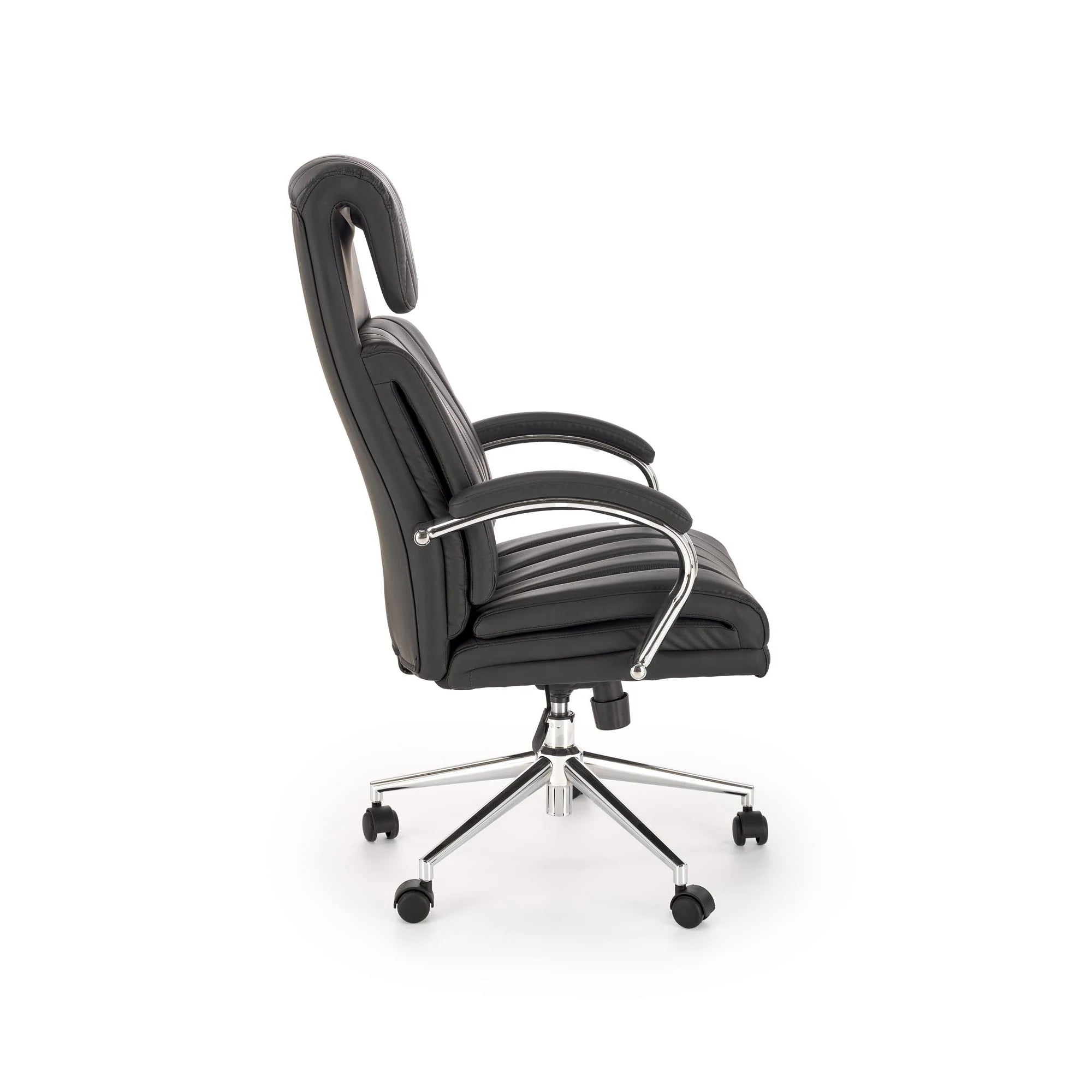 Scaun birou ROMANO, negru, piele ecologica/metal, 65x72x113/121 cm