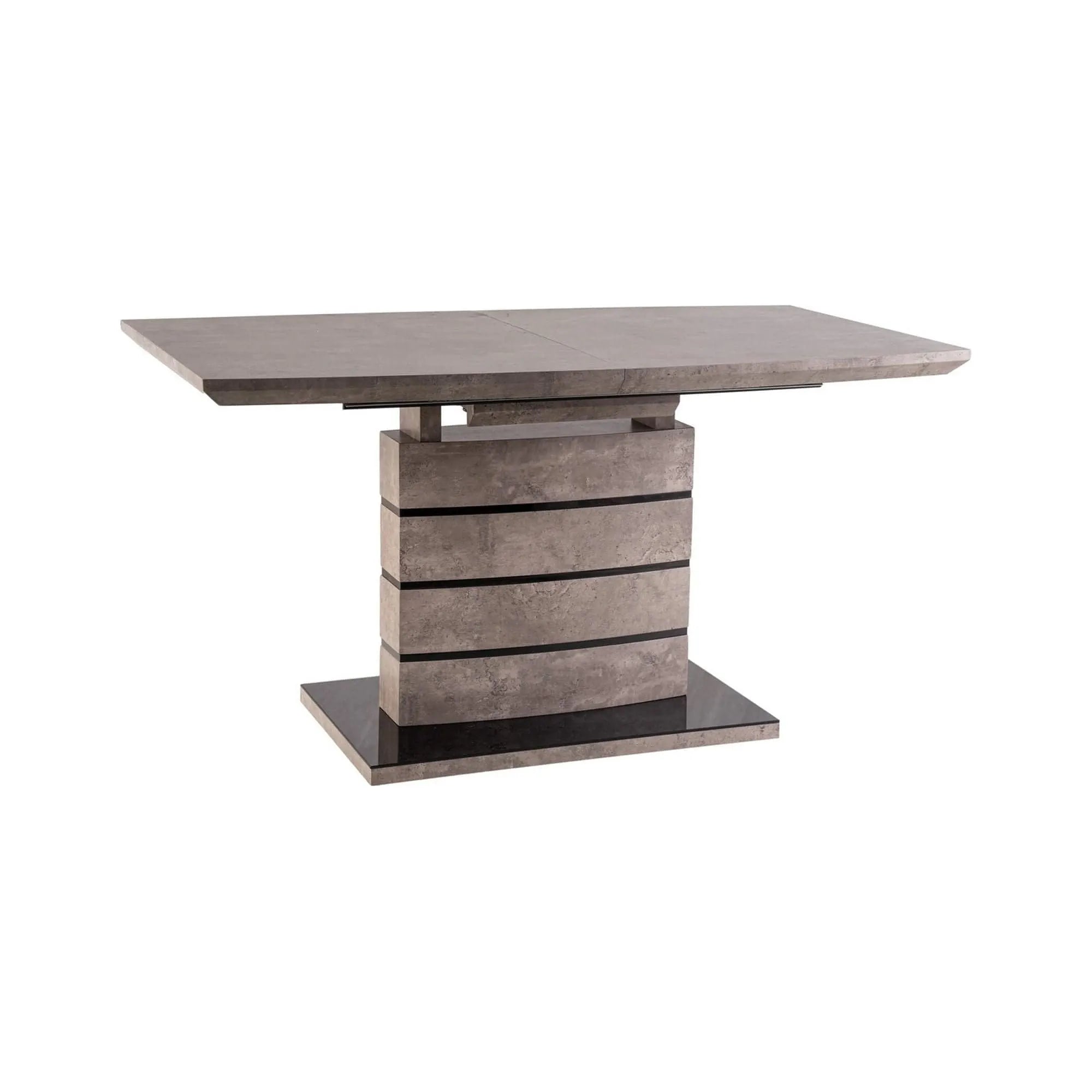 Masa extensibila LEONARDO, gri beton/negru, 140/180x80x76 cm
