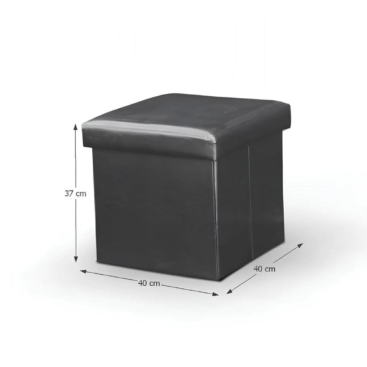 Taburet pliabil TELA NEW, negru, piele ecologica, cu spatiu depozitare, 40x40x37 cm