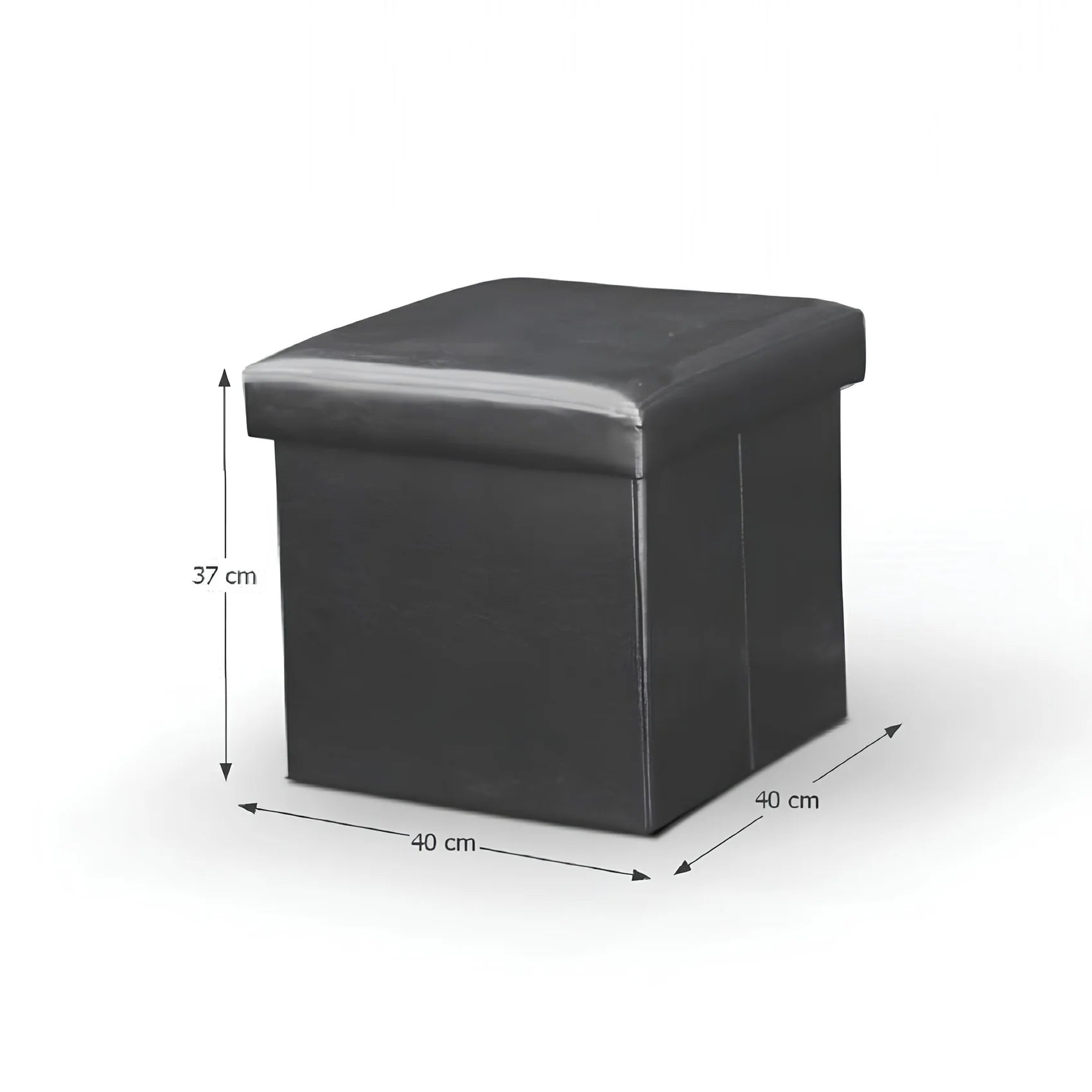 Taburet pliabil TELA NEW, negru, piele ecologica, cu spatiu depozitare, 40x40x37 cm