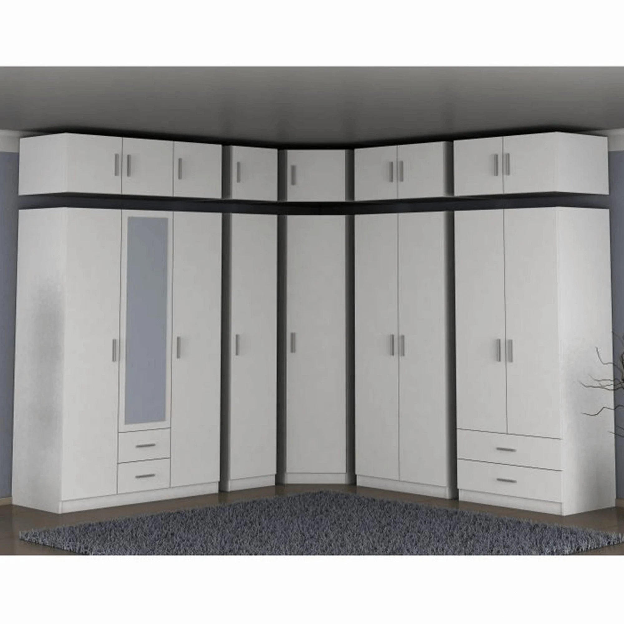 Dulap INVITA Tip 5, alb, DTD lamimat, cu 2 usi si 2 sertare, 90x60x200 cm