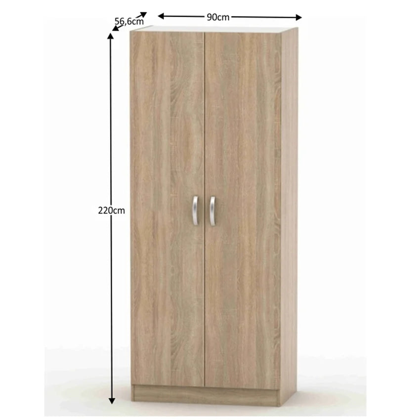 Dulap  BETTY 2 BE02-002-00, stejar sonoma, DTD laminat, cu 2 usi, 90x57x220 cm