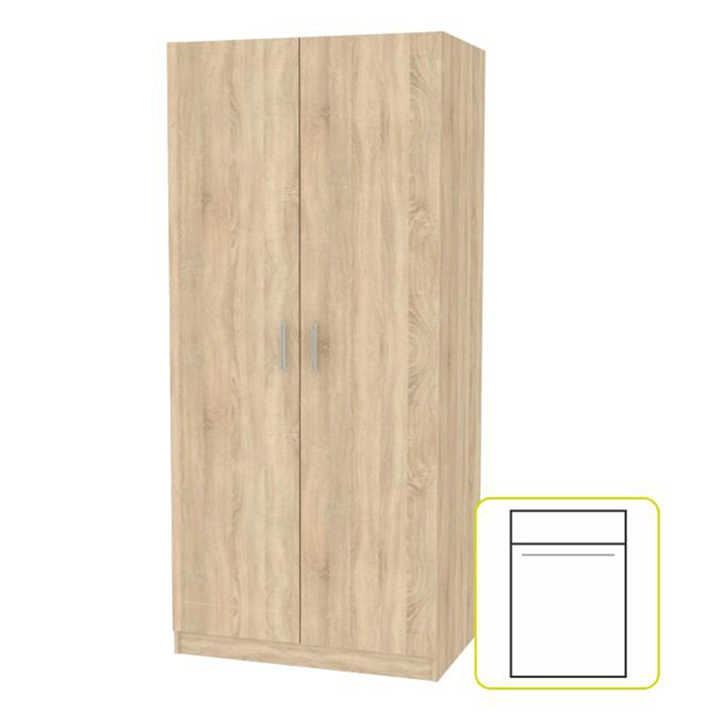 Dulap INVITA, stejar sonoma, PAL melaminat, cu 2 usi, 90x60x200 cm