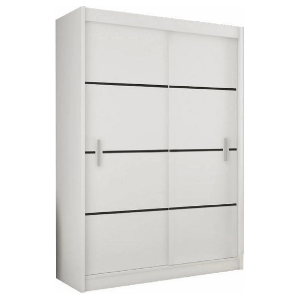 Dulap MERINA, alb/negru, PAL melaminat, cu 2 usi, 150x60x215 cm