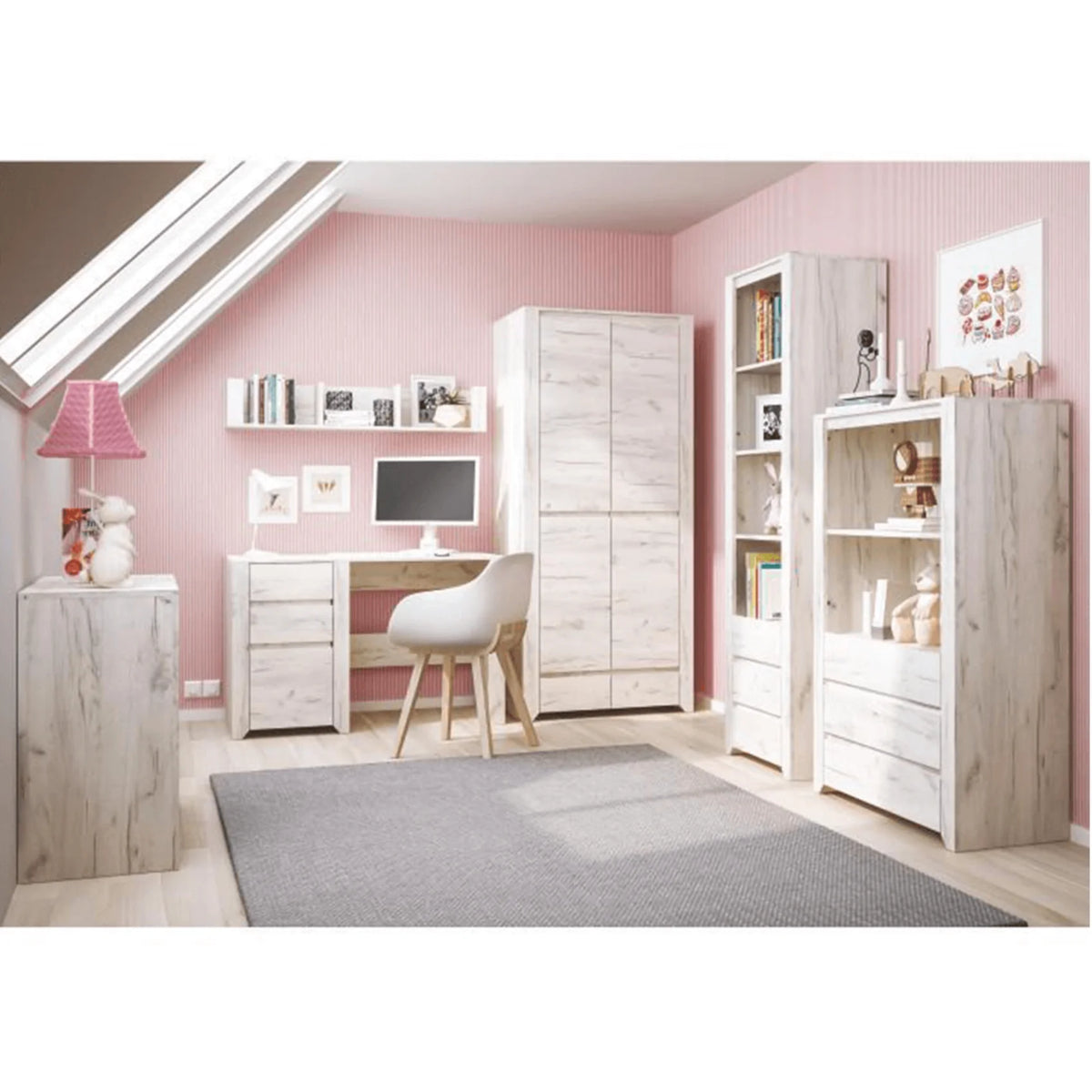 Comoda ANGEL TIP 31, alb, PAL melaminat, 84x40x131 cm