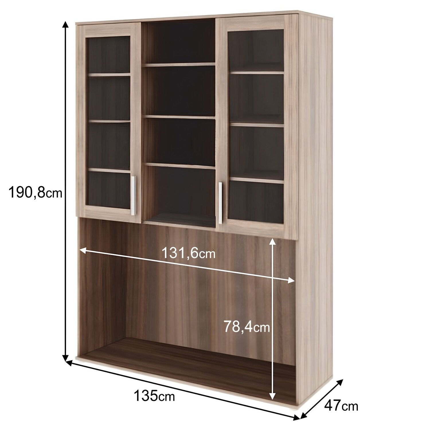 Dulap DUNAJ TIPUL6, stejar sonoma, PAL melaminat/metal, cu 2 usi, 135x47x191 cm