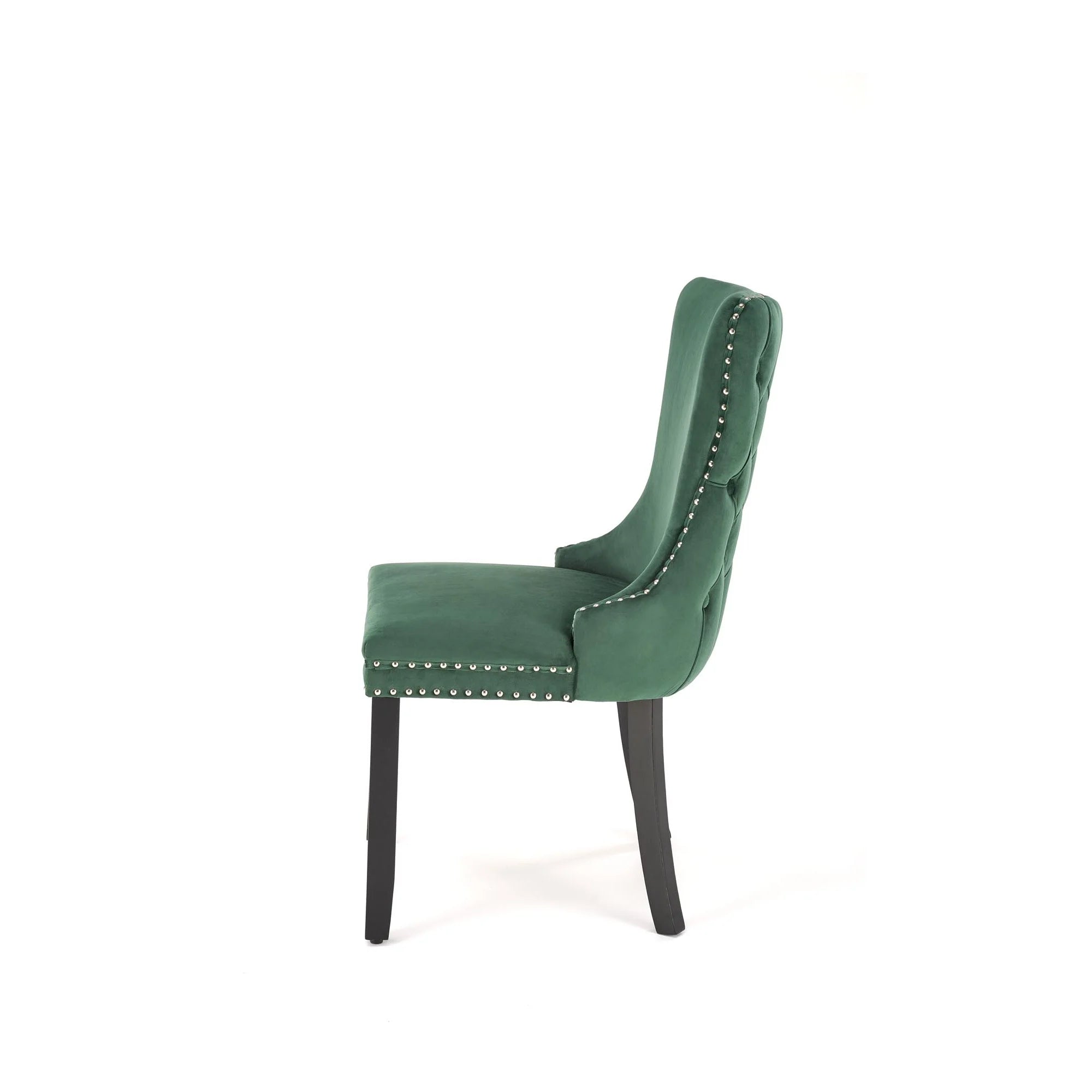 Scaun ALDA, verde inchis/negru, stofa catifelata/lemn, 50x62x95 cm