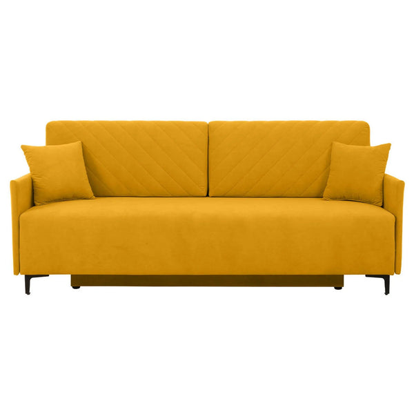 Canapea extensibila LOGAN, stofa catifelata galben - Mavel 68, 214x96x91 cm