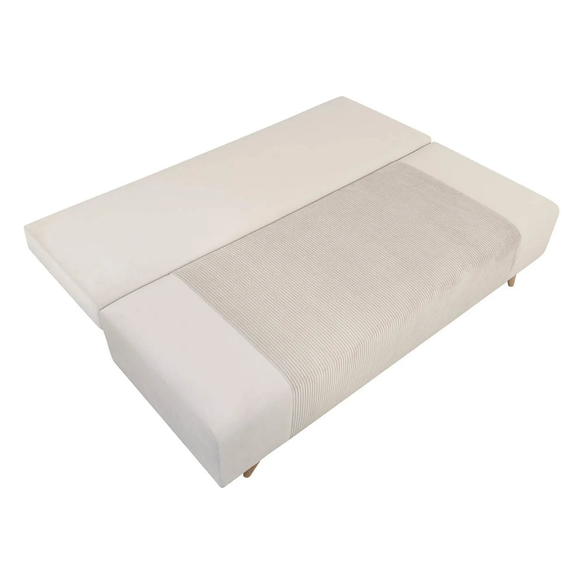 Canapea extensibila LEON, stofa catifelata bej - Poso 100, 191x89x92 cm