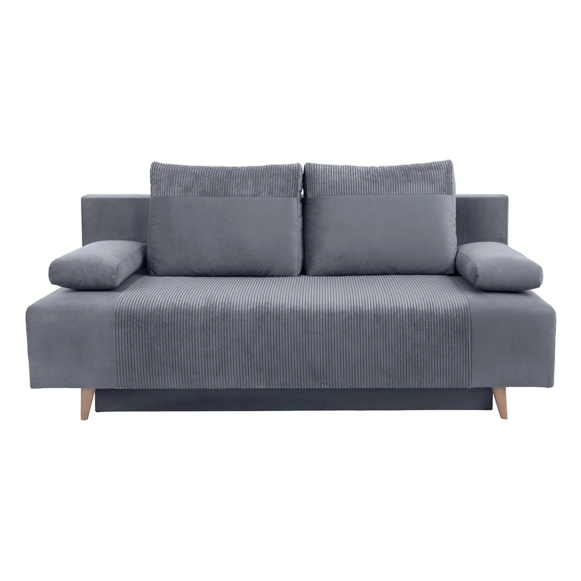 Canapea extensibila LEON, stofa catifelata gri - Poso 60, 191x89x92 cm