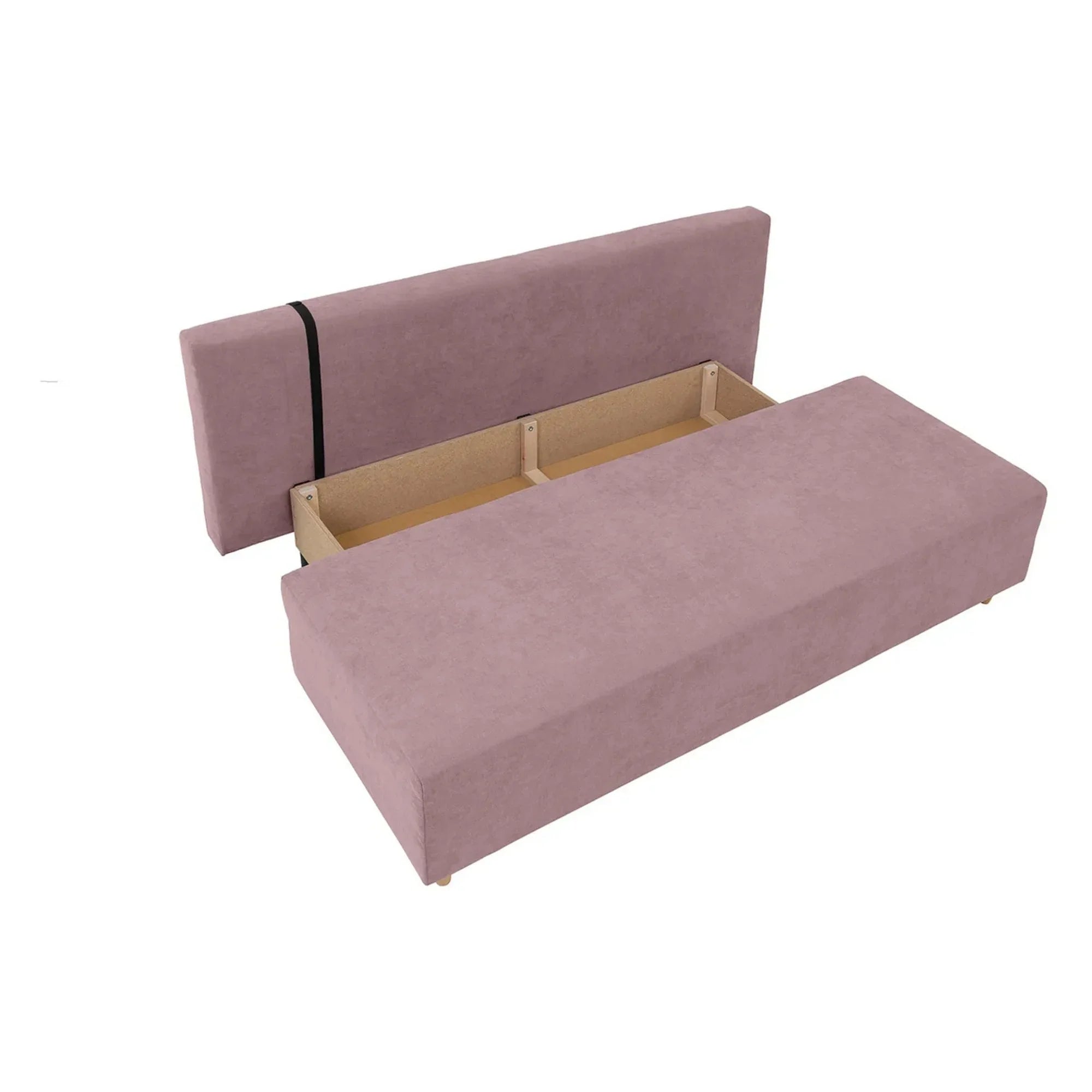 Canapea extensibila SUN, stofa catifelata roz - Enjoy New 19, 193x92x96 cm