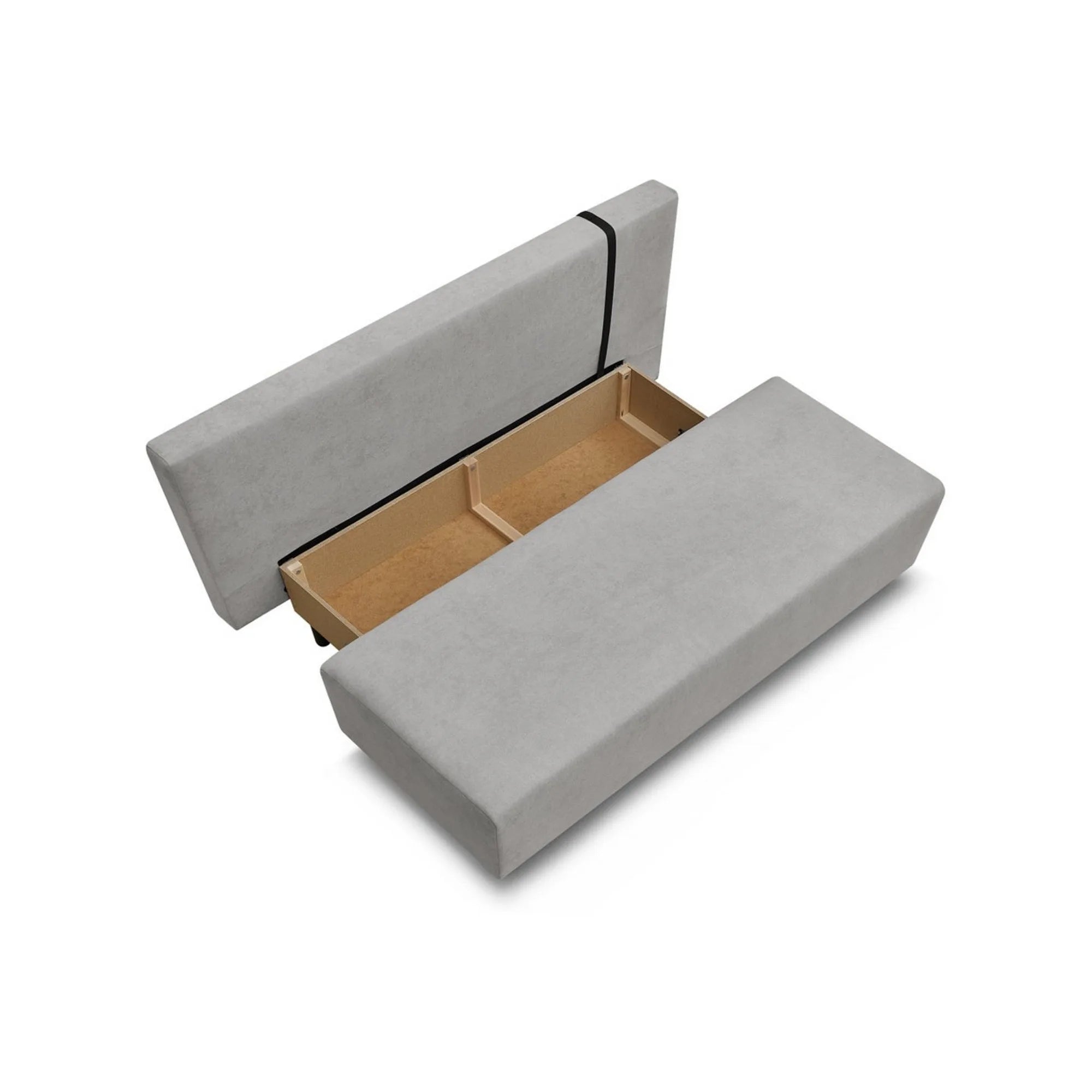 Canapea extensibila SUN, stofa catifelata gri - Enjoy New 45, 193x92x96 cm