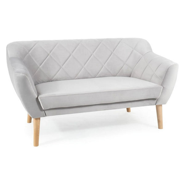 Canapea KARO 2, gri deschis/fag, stofa catifelata/lemn, 140x75x76 cm