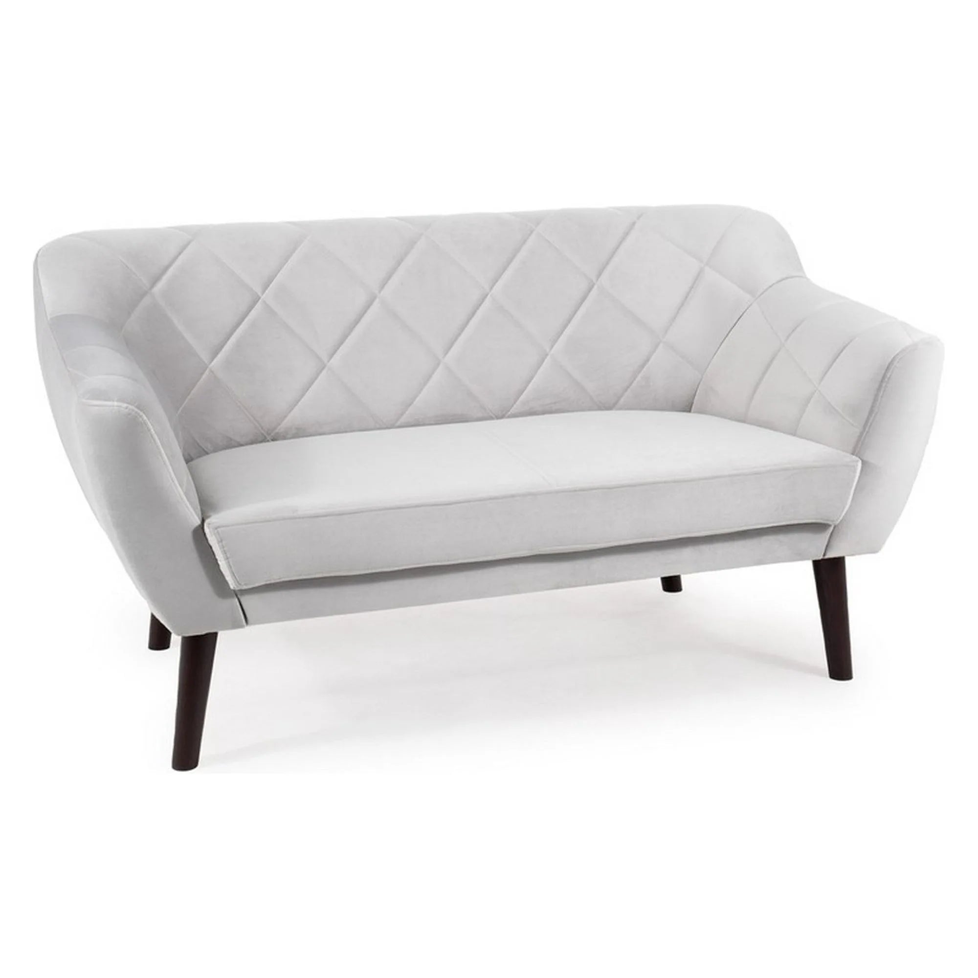Canapea KARO 2, gri deschis/wenge, stofa catifelata/lemn, 140x75x76 cm