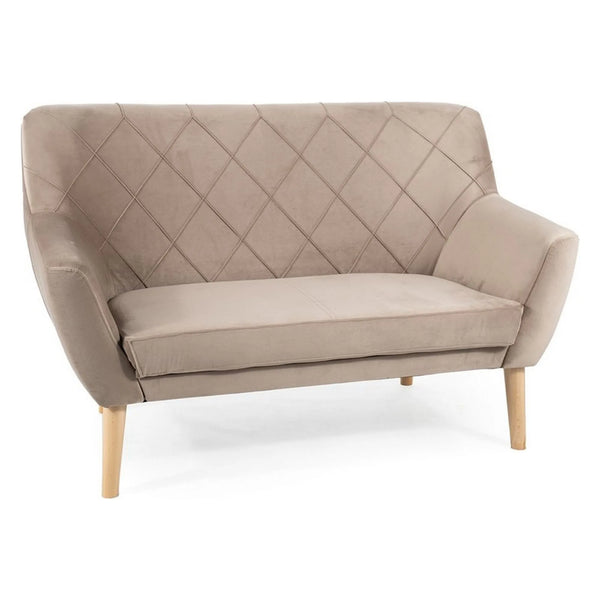 Canapea KIER 2, bej/fag,  stofa catifelata/lemn, 136x75x90 cm