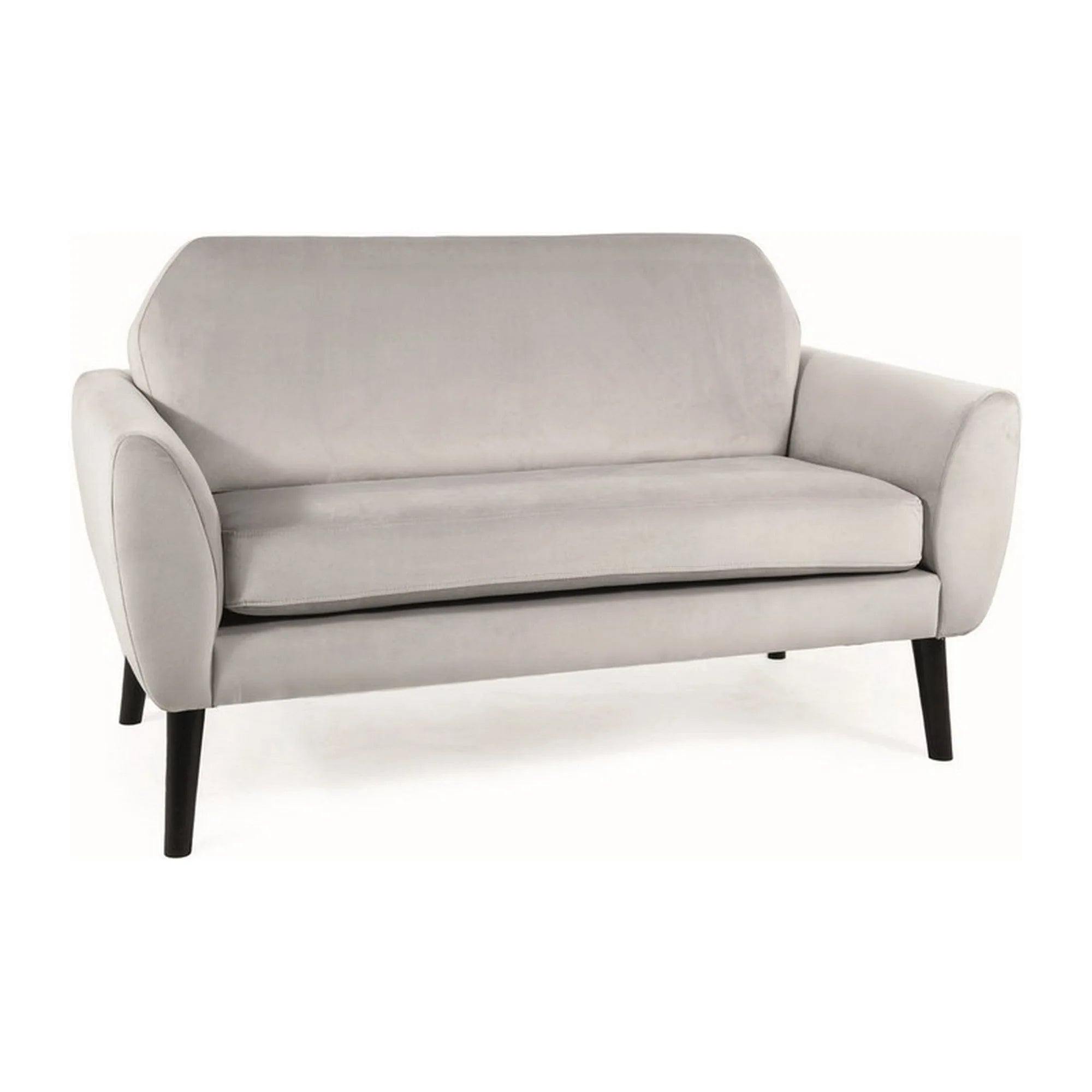 Canapea MENA, gri deschis/wenge, stofa catifelata/metal/lemn, 147x75x85 cm