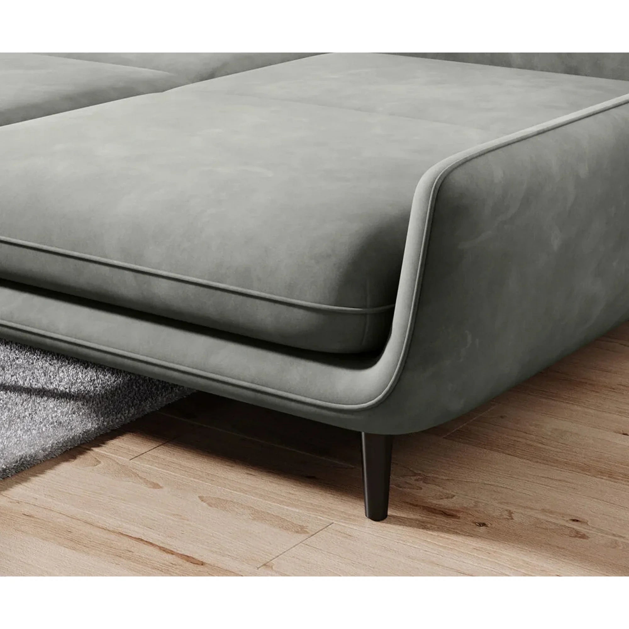 Coltar extensibil SOLANO, sezlong dreapta, stofa catifelata albastru inchis - Element 13, Gama Premium, cu lada depozitare, 260x167x83 cm