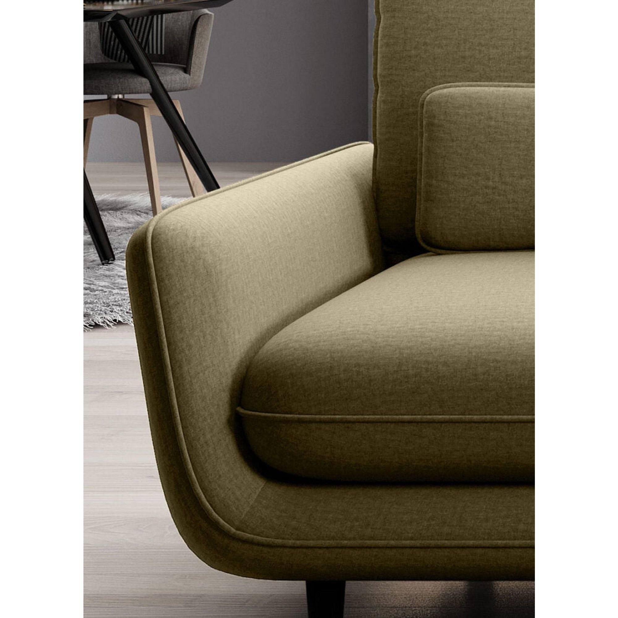 Canapea extensibila Solano, stofa catifelata verde marin - Terra 72, Gama Premium, cu lada depozitare, 230x107x85/73 cm