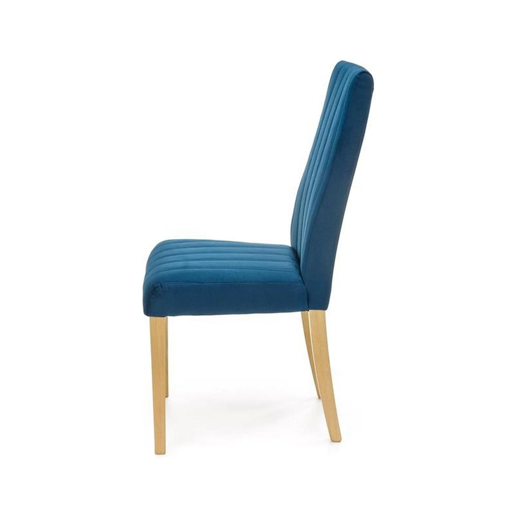 Scaun DIEGO 3, albastru marin/stejar miere, stofa catifelata/lemn de fag, 47x59x99 cm
