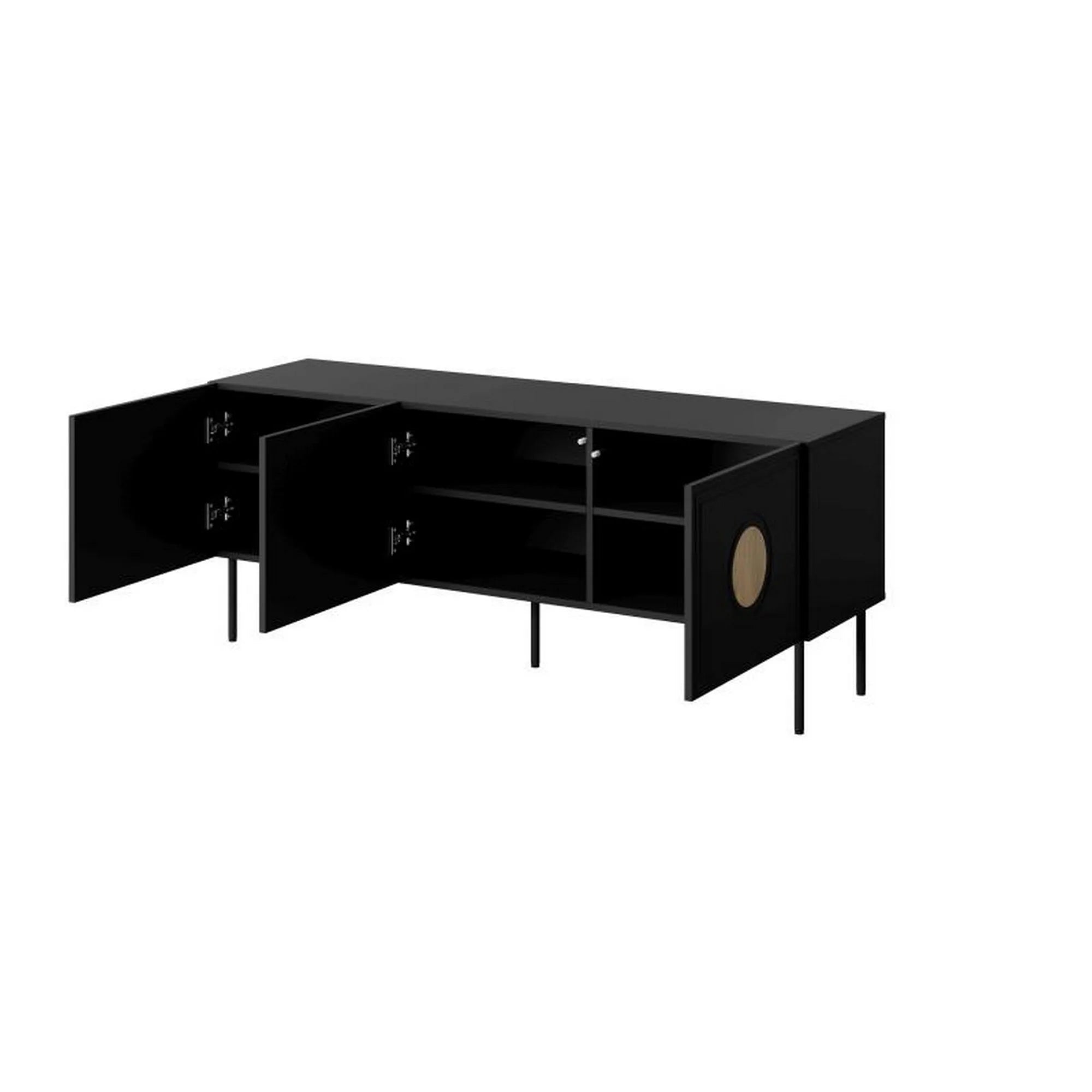 Comoda TV PALAZZO, negru, PAL laminat/metal, 150x42x60 cm
