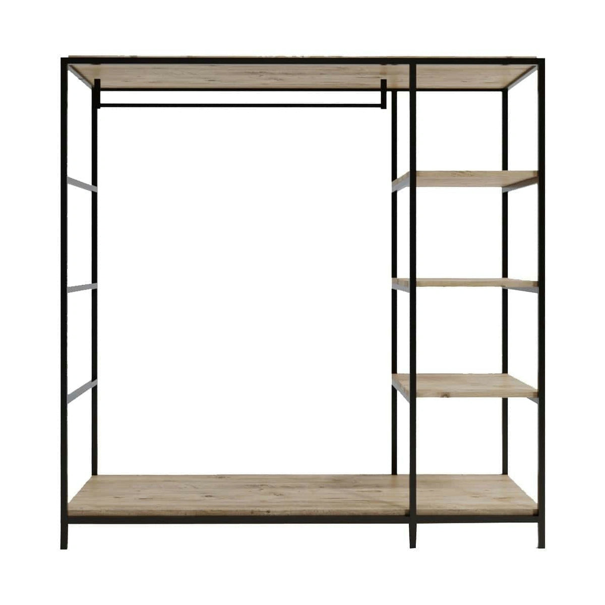 Stander haine AMBERG L657, stejar/negru, PAL/metal, 180x40x180 cm