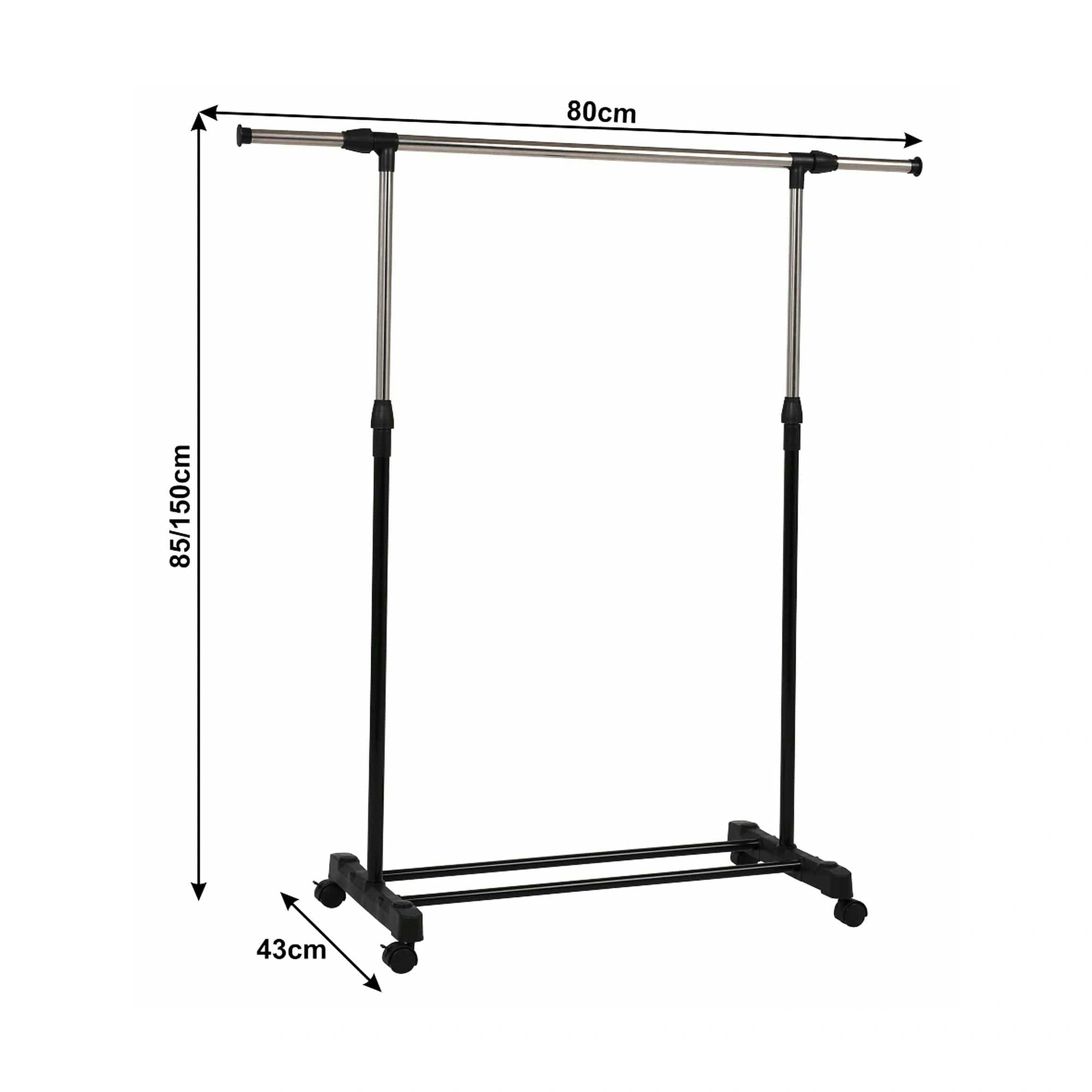 Stander haine HILAR, negru/crom, metal/plastic, 80x43x150 cm