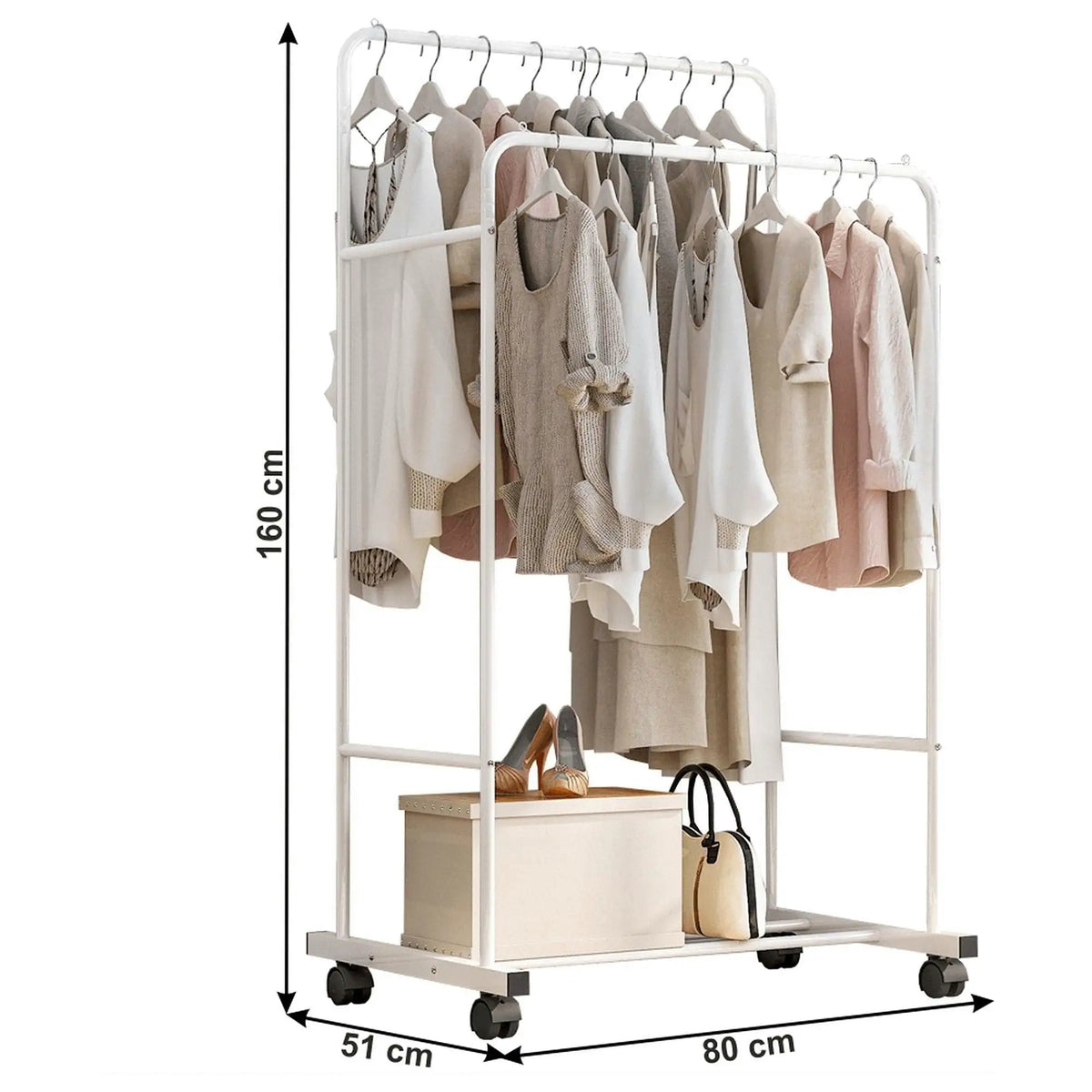 Stander haine ILIANA, alb, metal, 80x51x160 cm
