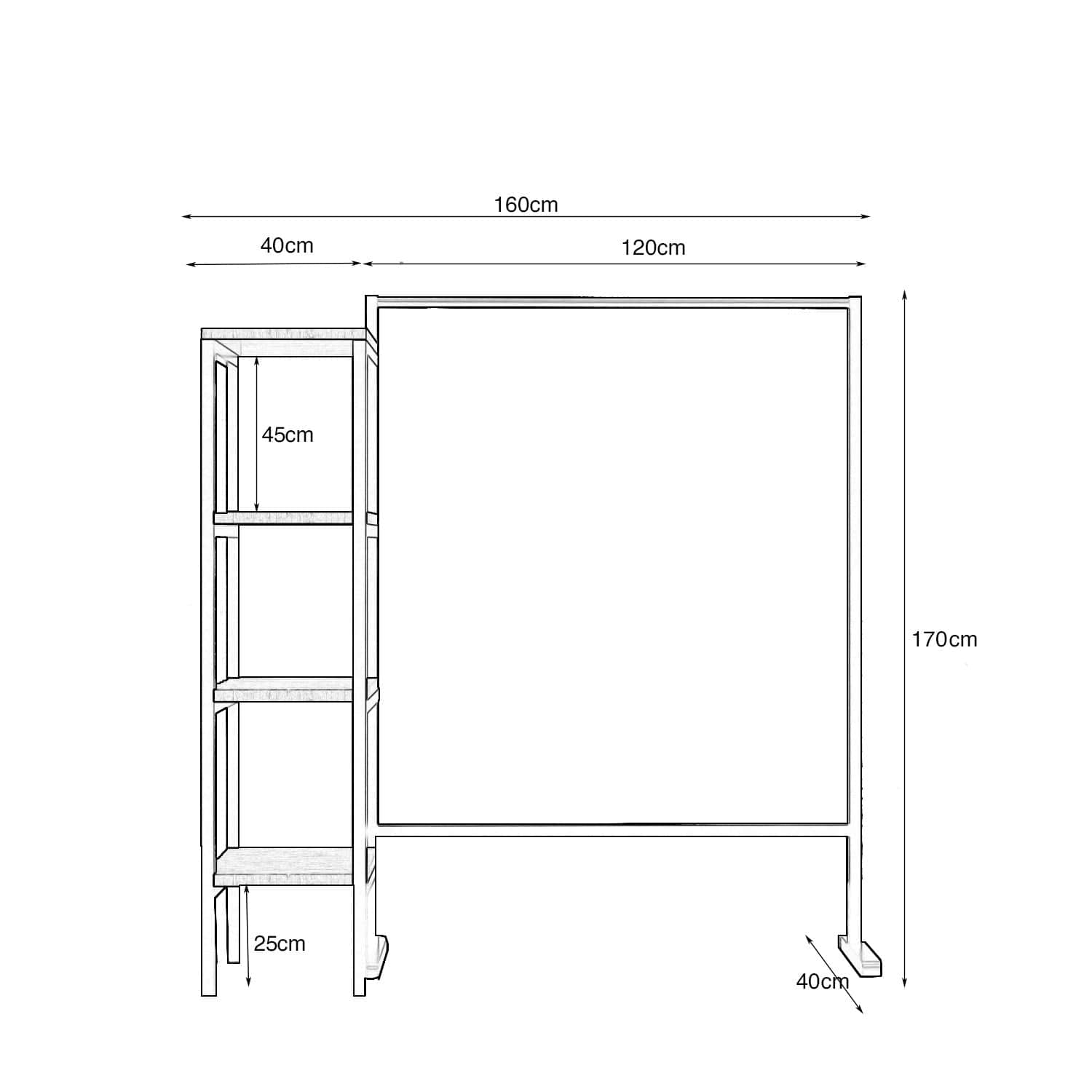 Stander haine ISTINYE L654, negru/stejar, PAL/metal, 160x40x170 cm