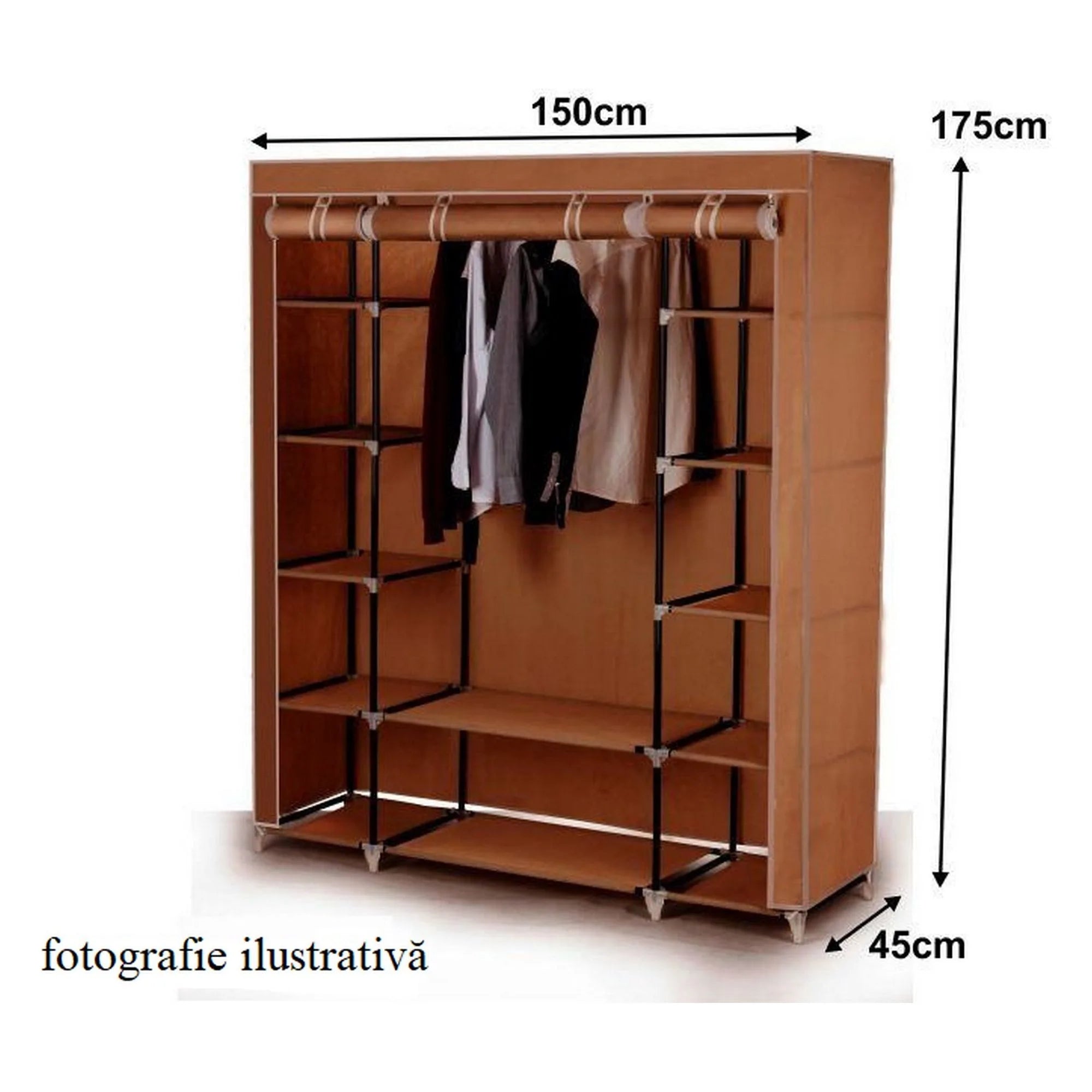 Stander haine METIN VNW15, maro, material textil/metal, 150x45x175 cm