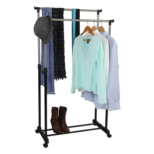Stander haine OLIVER, negru/crom, metal/plastic, 80x43x150 cm