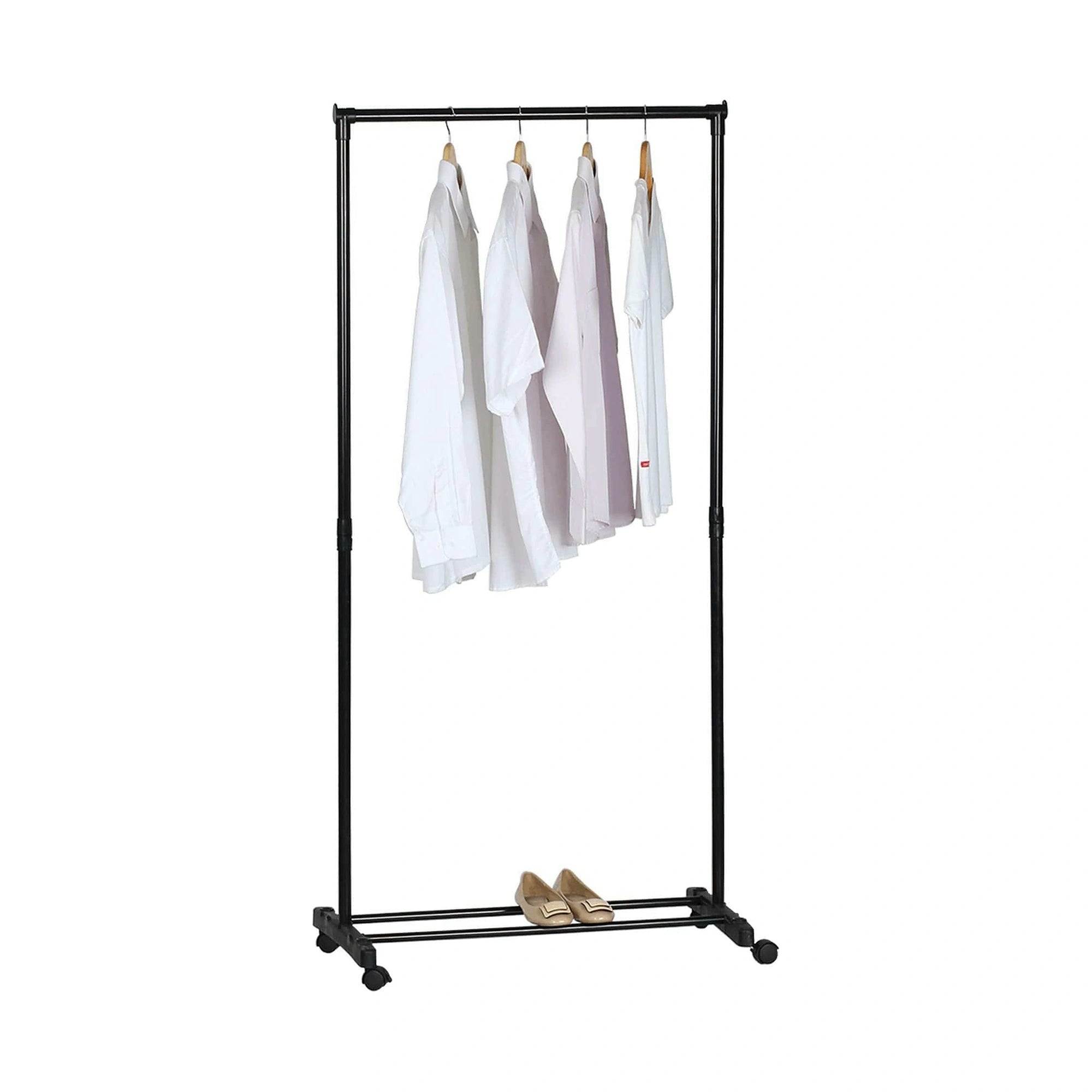 Stander haine VANDER, negru, metal/plastic, 79x42x165 cm