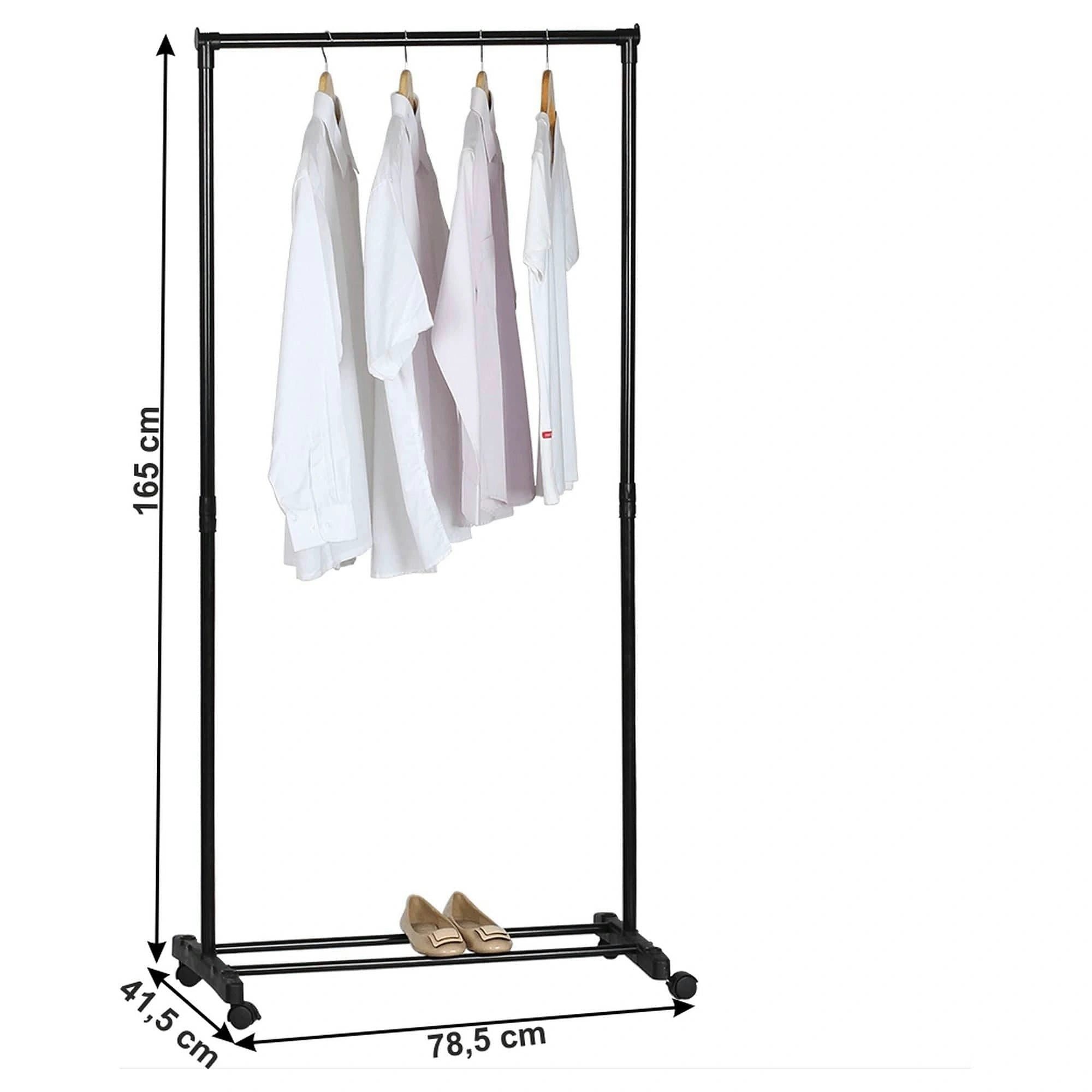 Stander haine VANDER, negru, metal/plastic, 79x42x165 cm