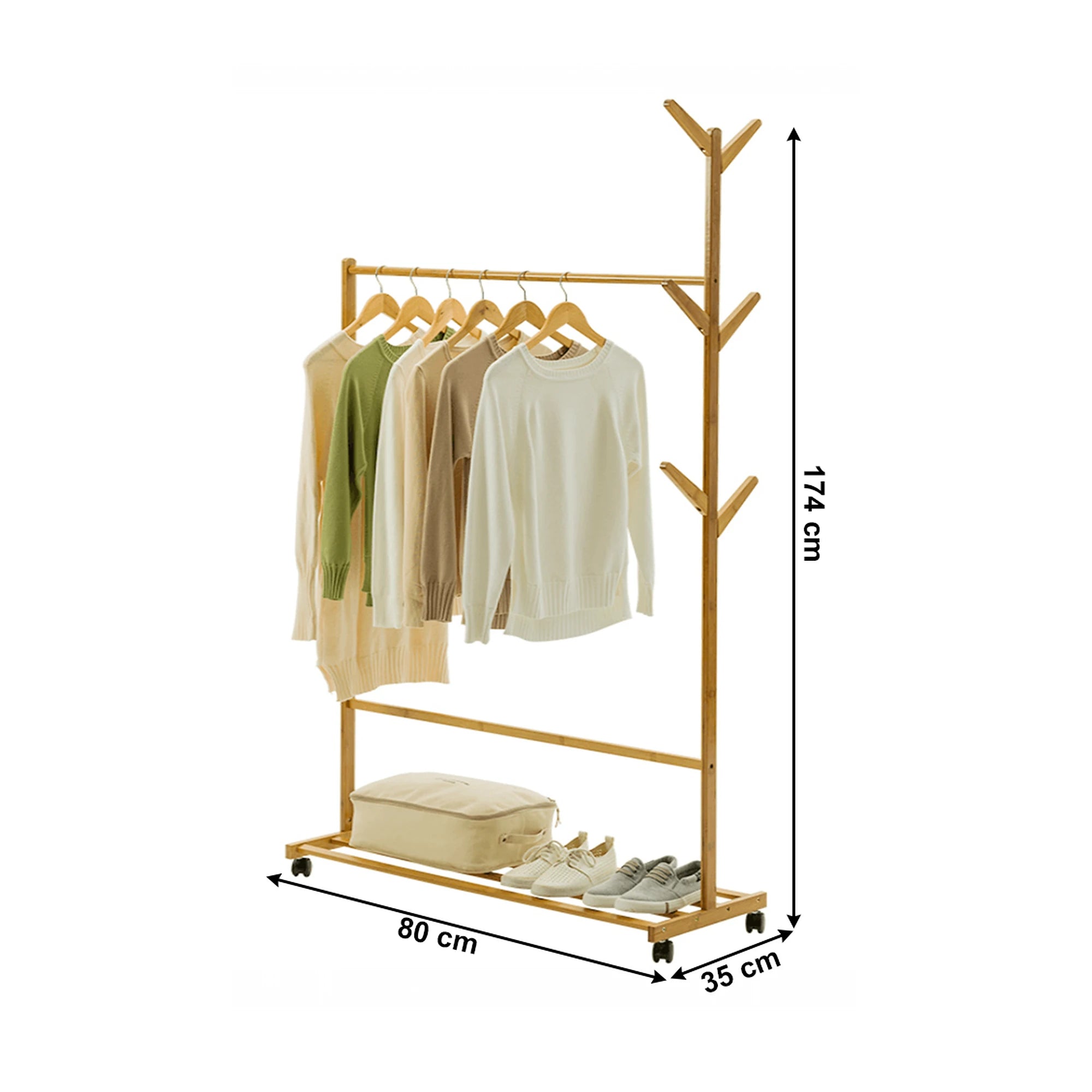 Stander haine VIKIR TYP 2, bambus, lemn, 80x35x174 cm