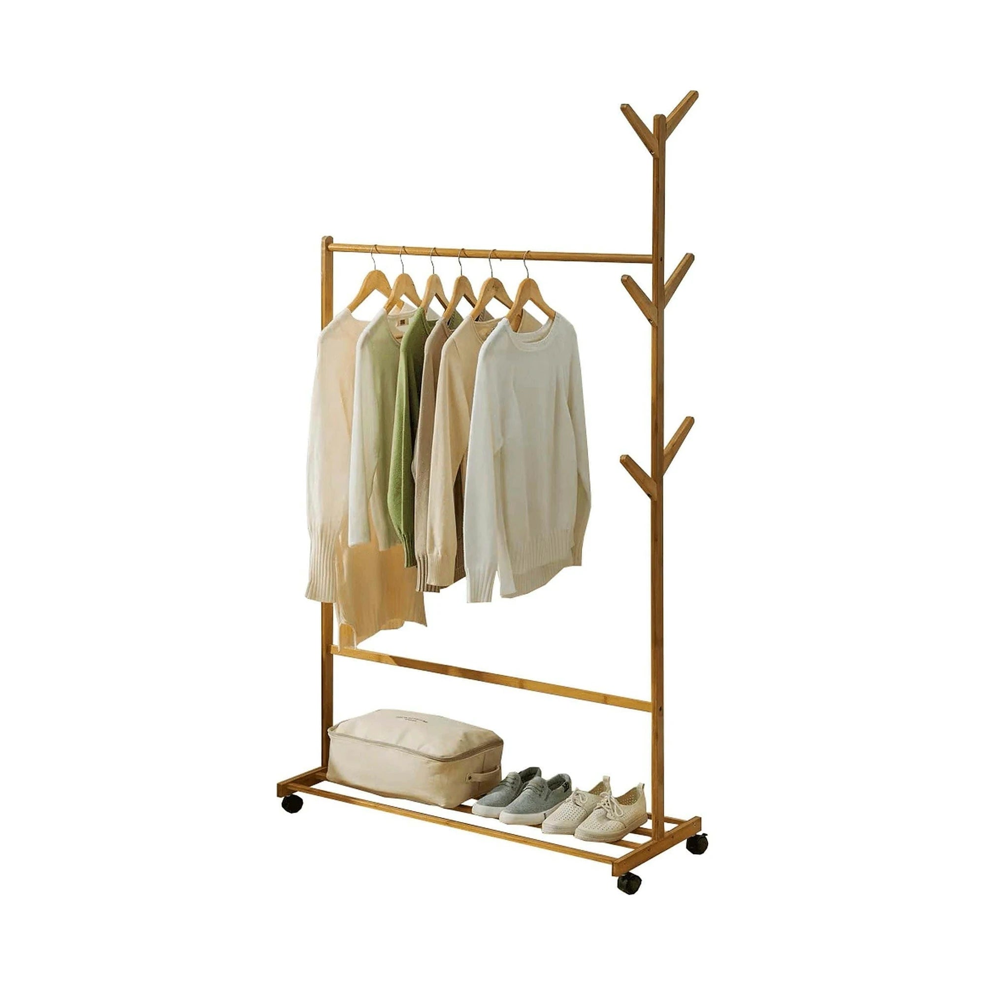 Stander haine VIKIR TYP 3, bambus, lemn, 100x35x174 cm