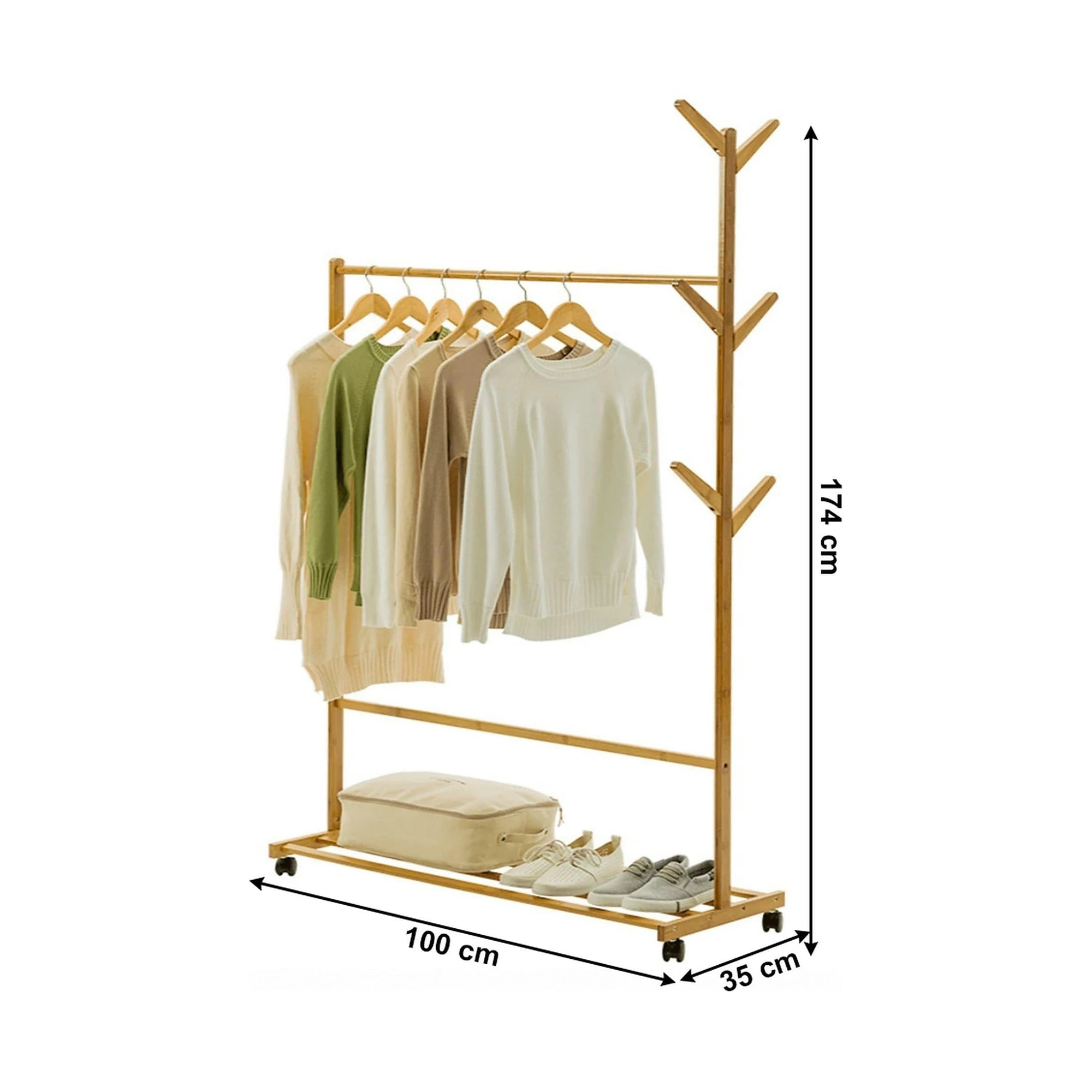 Stander haine VIKIR TYP 3, bambus, lemn, 100x35x174 cm
