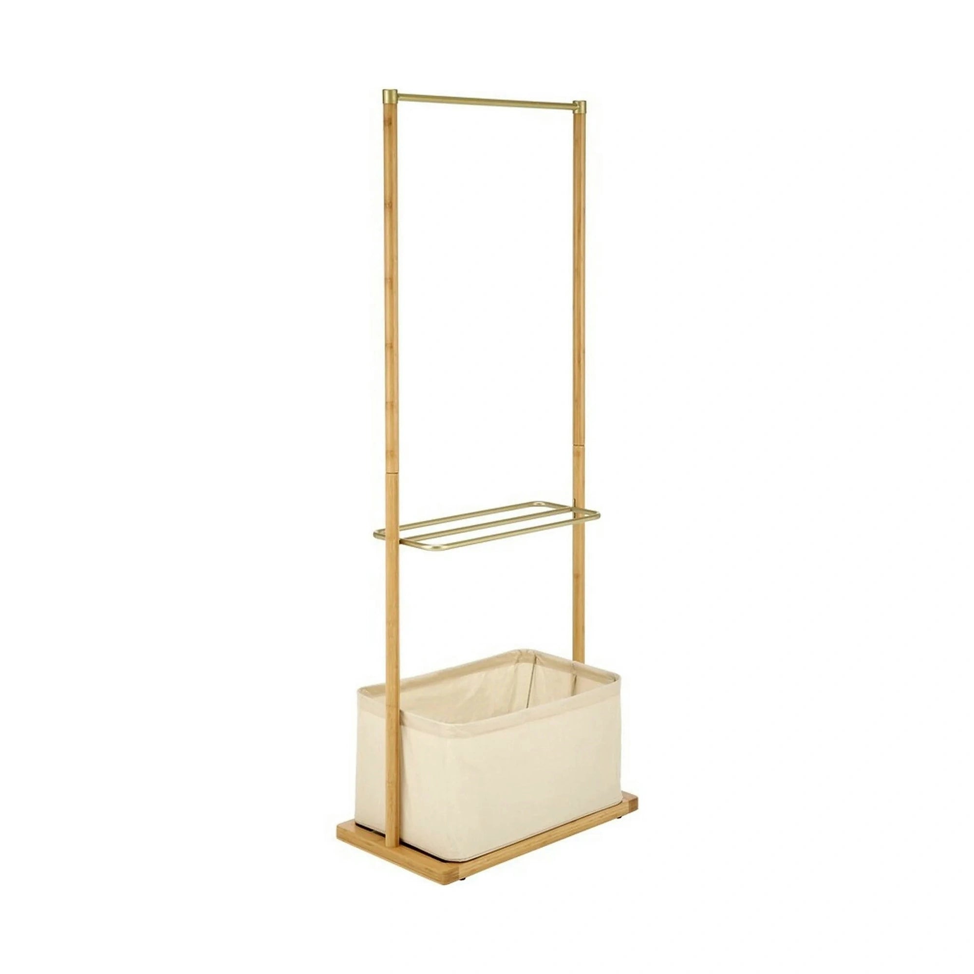Stander haine WU-31, stejar, metal/lemn de bambus, 60x35x166 cm