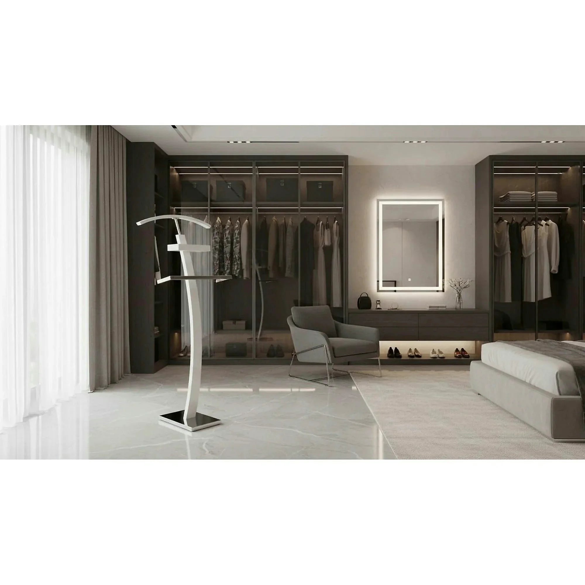 Stander haine WU13, alb, otel/lemn, 32x20x117 cm