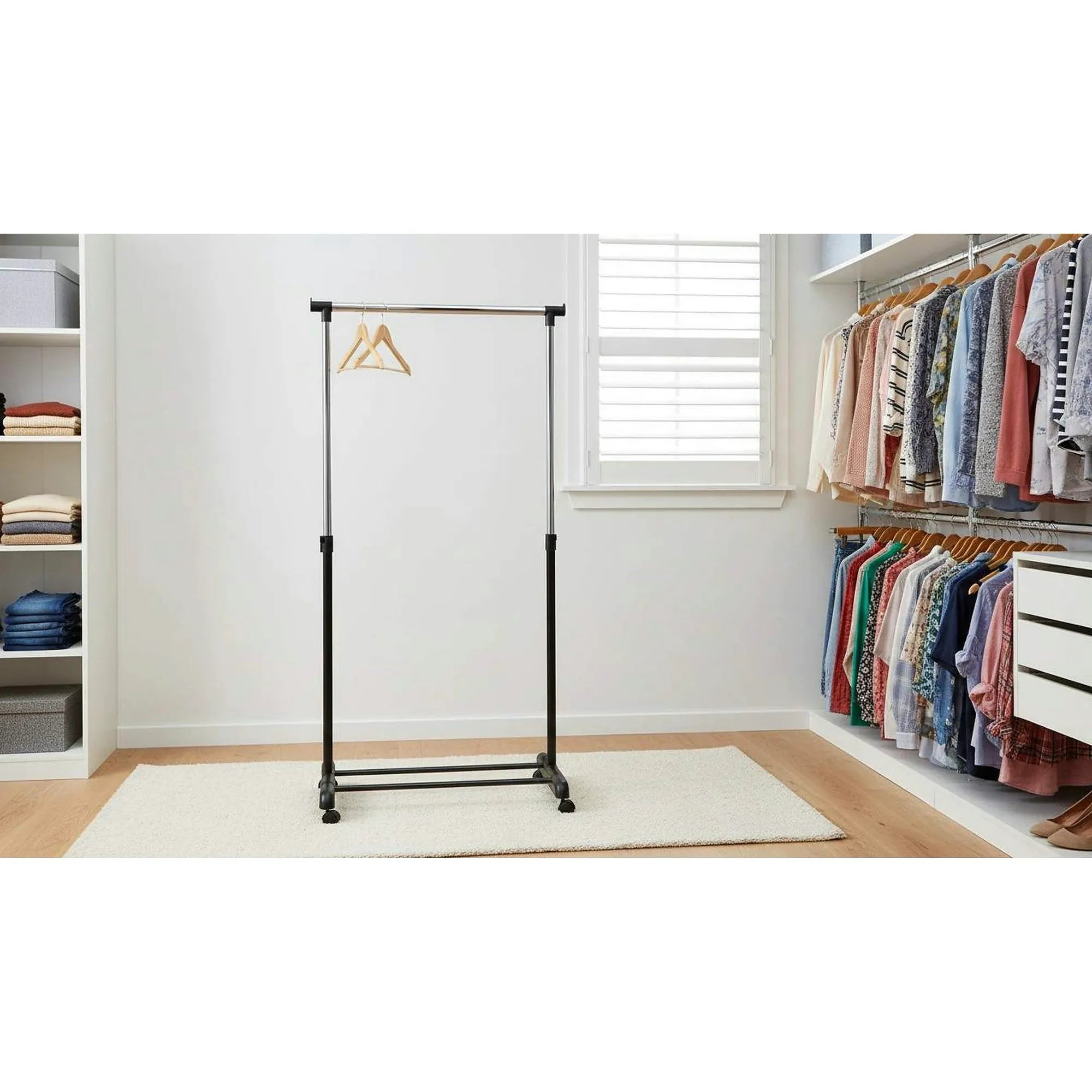 Stander haine WU8, negru/crom, otel/plastic, 88x44x94/170 cm