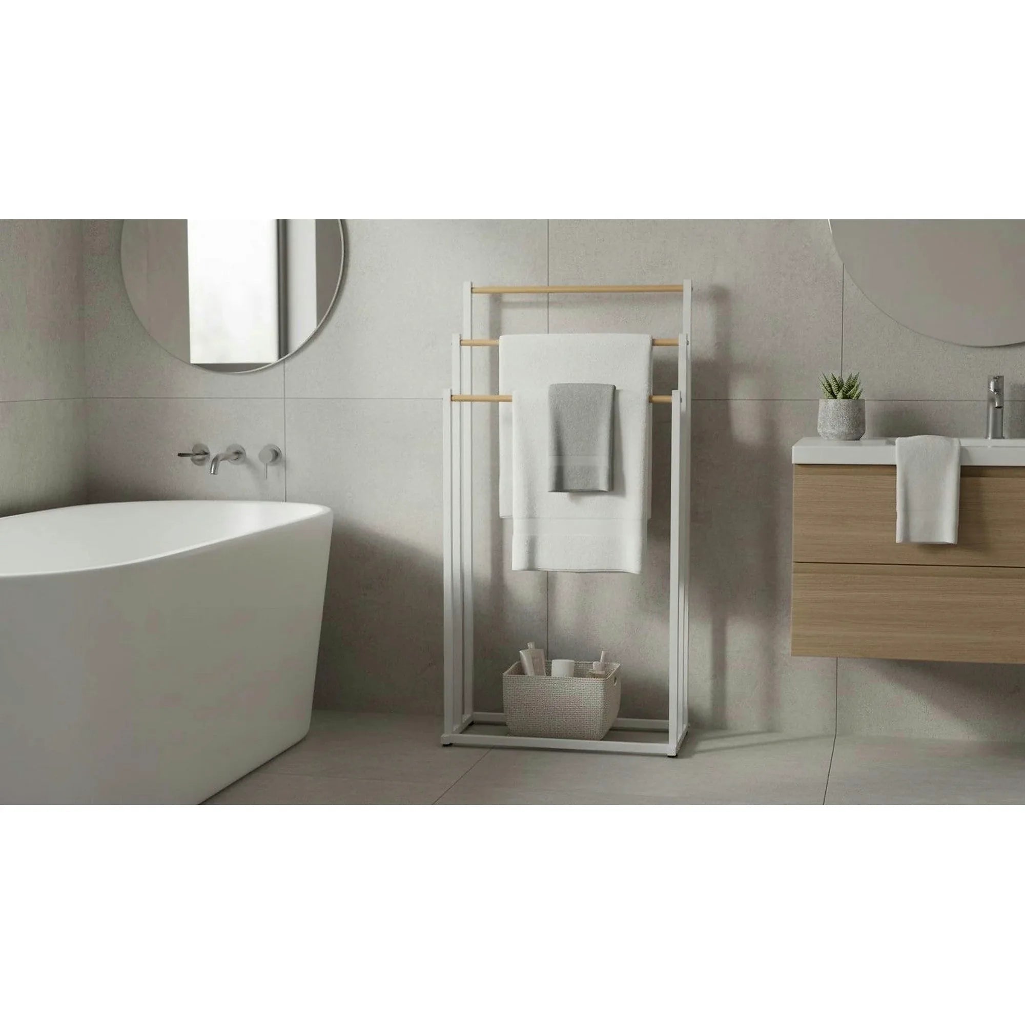 Stander prosoape POLDO, alb, metal, 44x22x86 cm