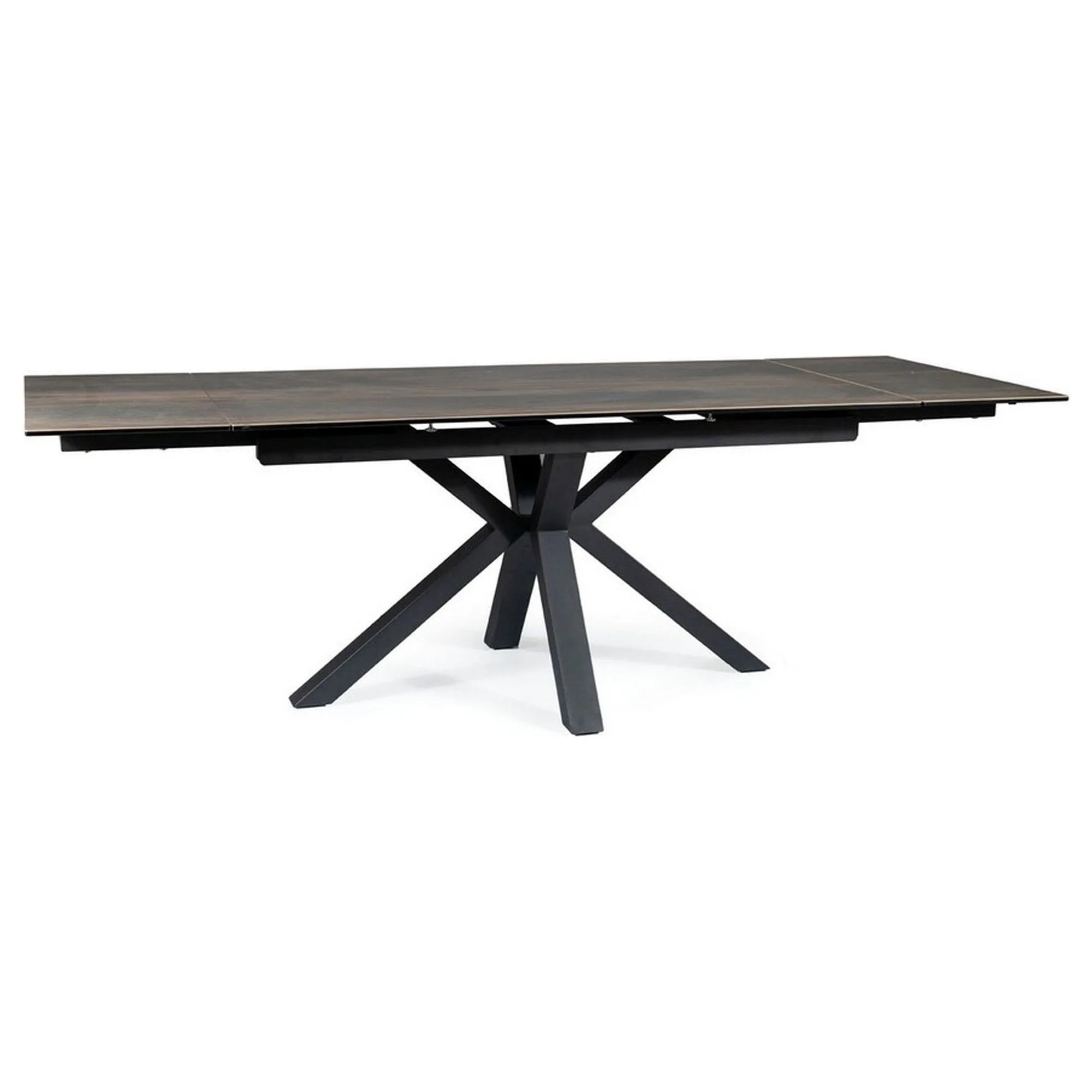 Masa extensibila COLUMBUS CERAMIC, maro/negru mat, sticla securizata/ceramica, 160/240x90x76 cm