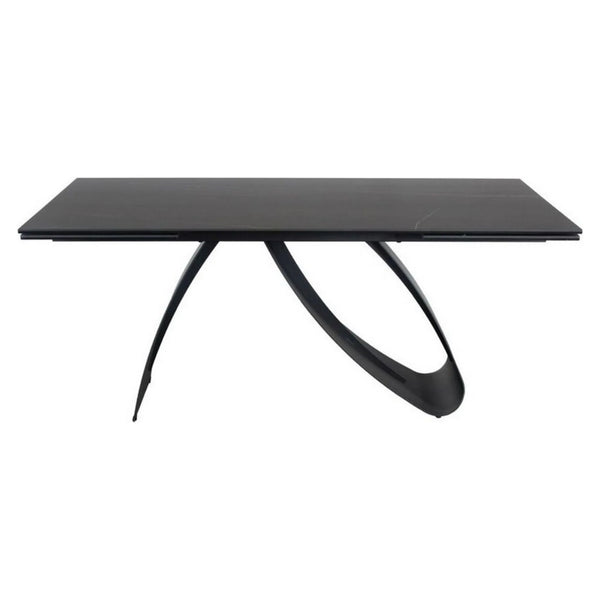 Masa extensibila DIUNA CERAMIC, negru, sticla securizata/ceramica, 160/240x90x76 cm