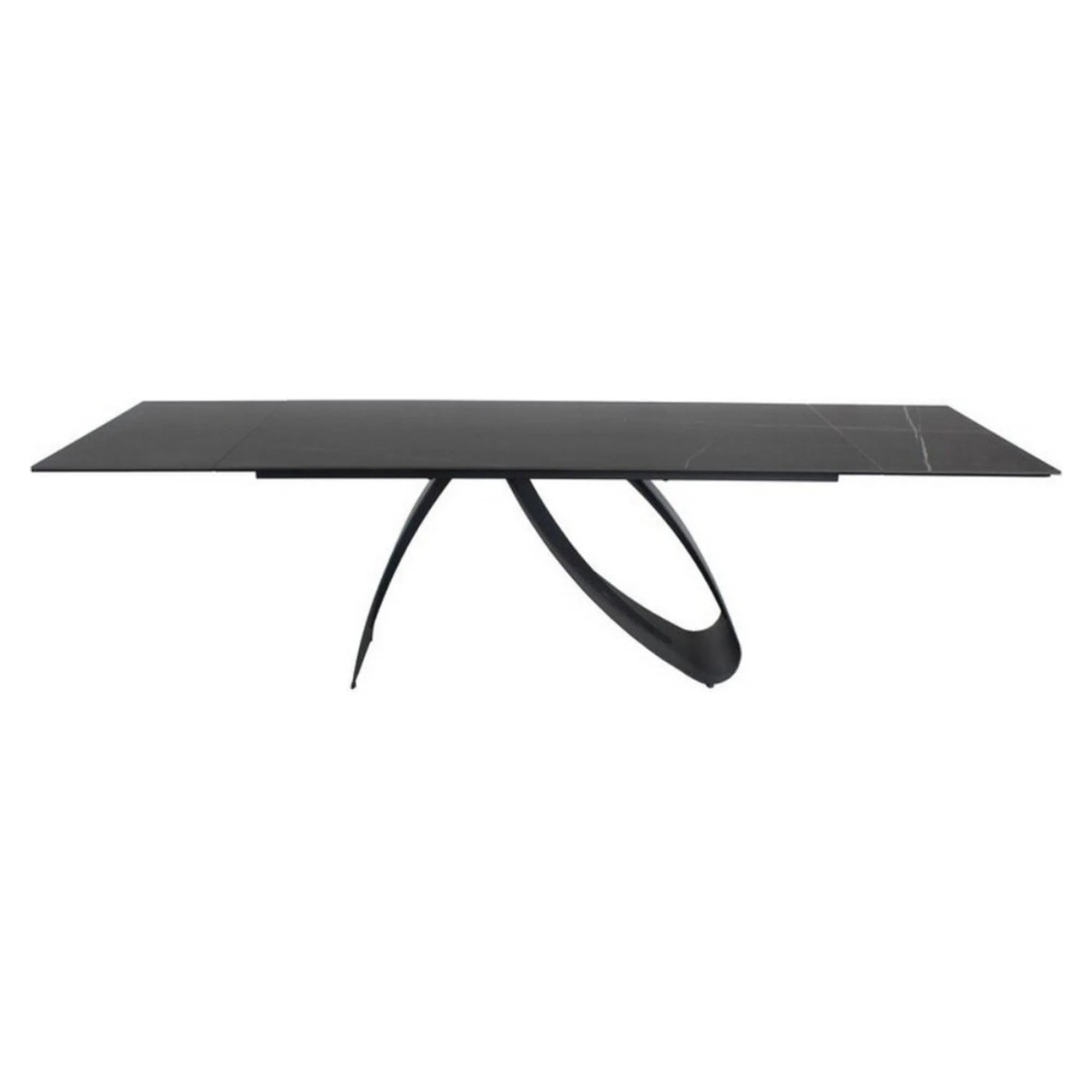 Masa extensibila DIUNA CERAMIC, negru, sticla securizata/ceramica, 160/240x90x76 cm