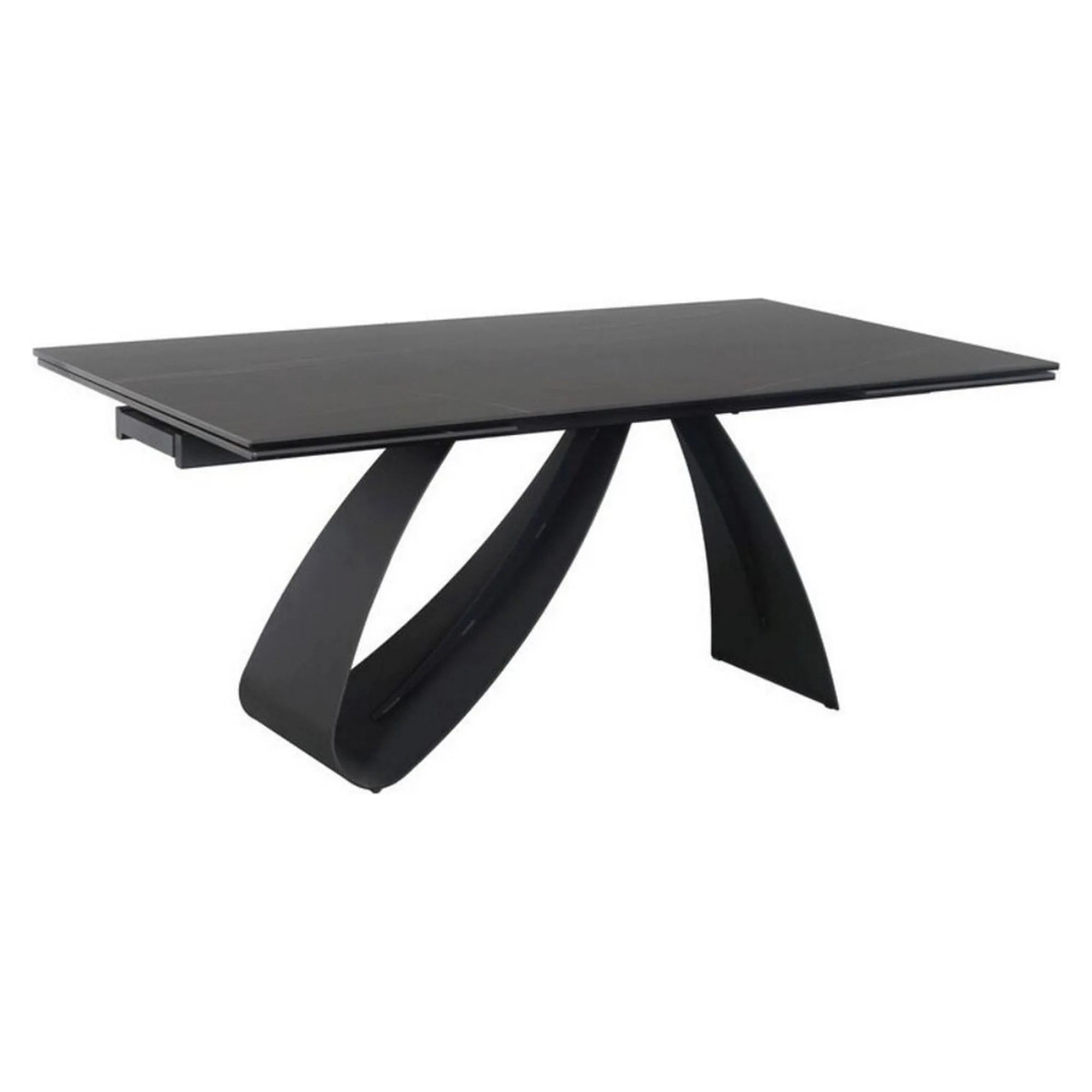 Masa extensibila DIUNA CERAMIC, negru, sticla securizata/ceramica, 160/240x90x76 cm
