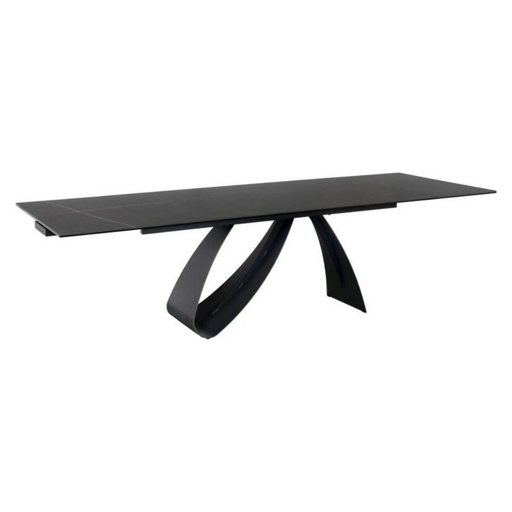 Masa extensibila DIUNA CERAMIC, negru, sticla securizata/ceramica, 160/240x90x76 cm