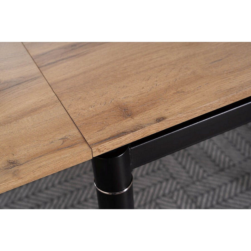 Masa extensibila GD-082, stejar artisan/negru mat, metal, 80-131x80x75 cm
