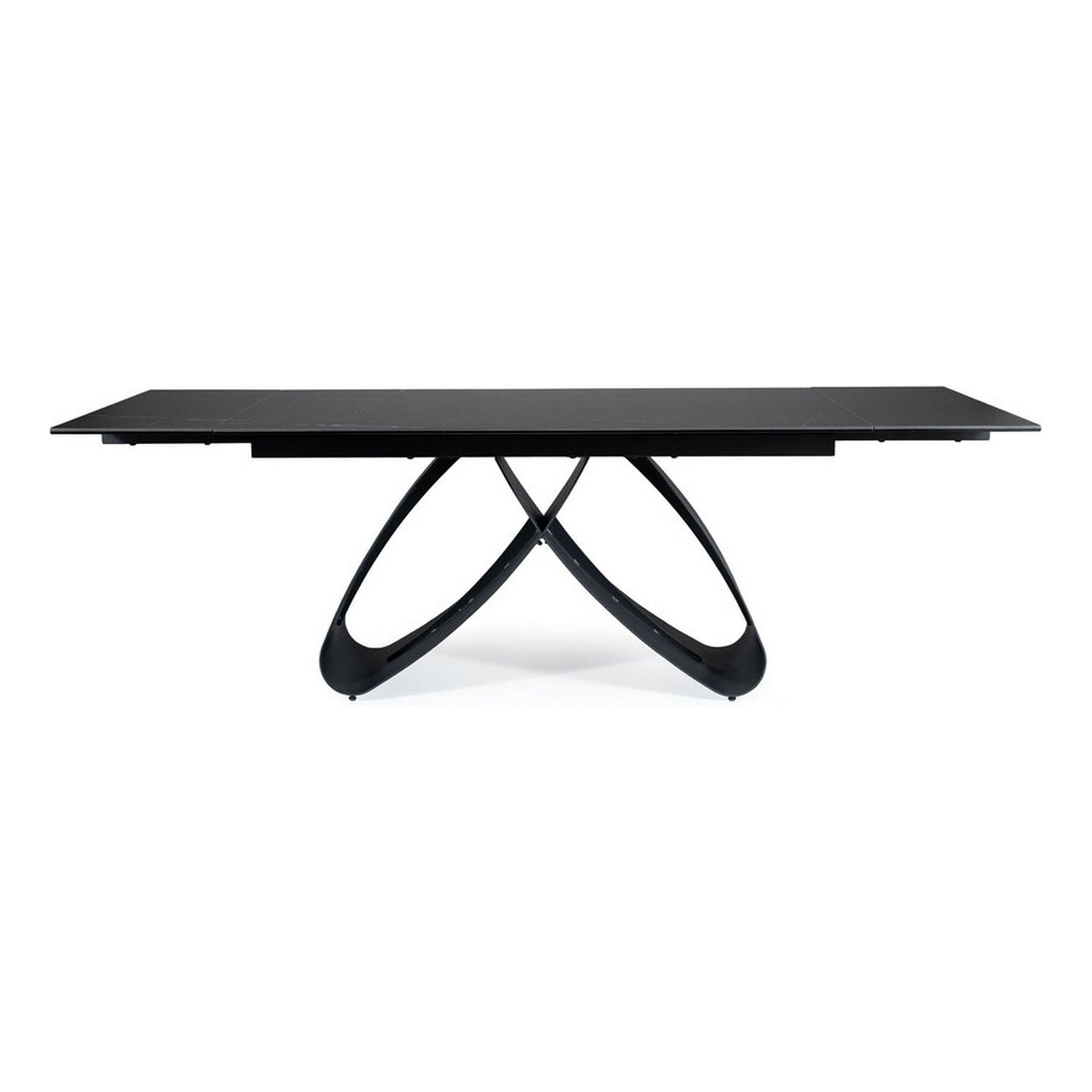 Masa extensibila SAMANTA CERAMIC, sticla securizata/ceramica, negru, 160-240x90x76 cm